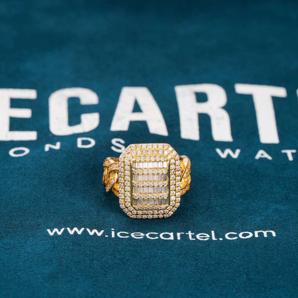 Moissanite Signet Miami Cuban Link Ring 14K Gold、mySite、hinf8tx79