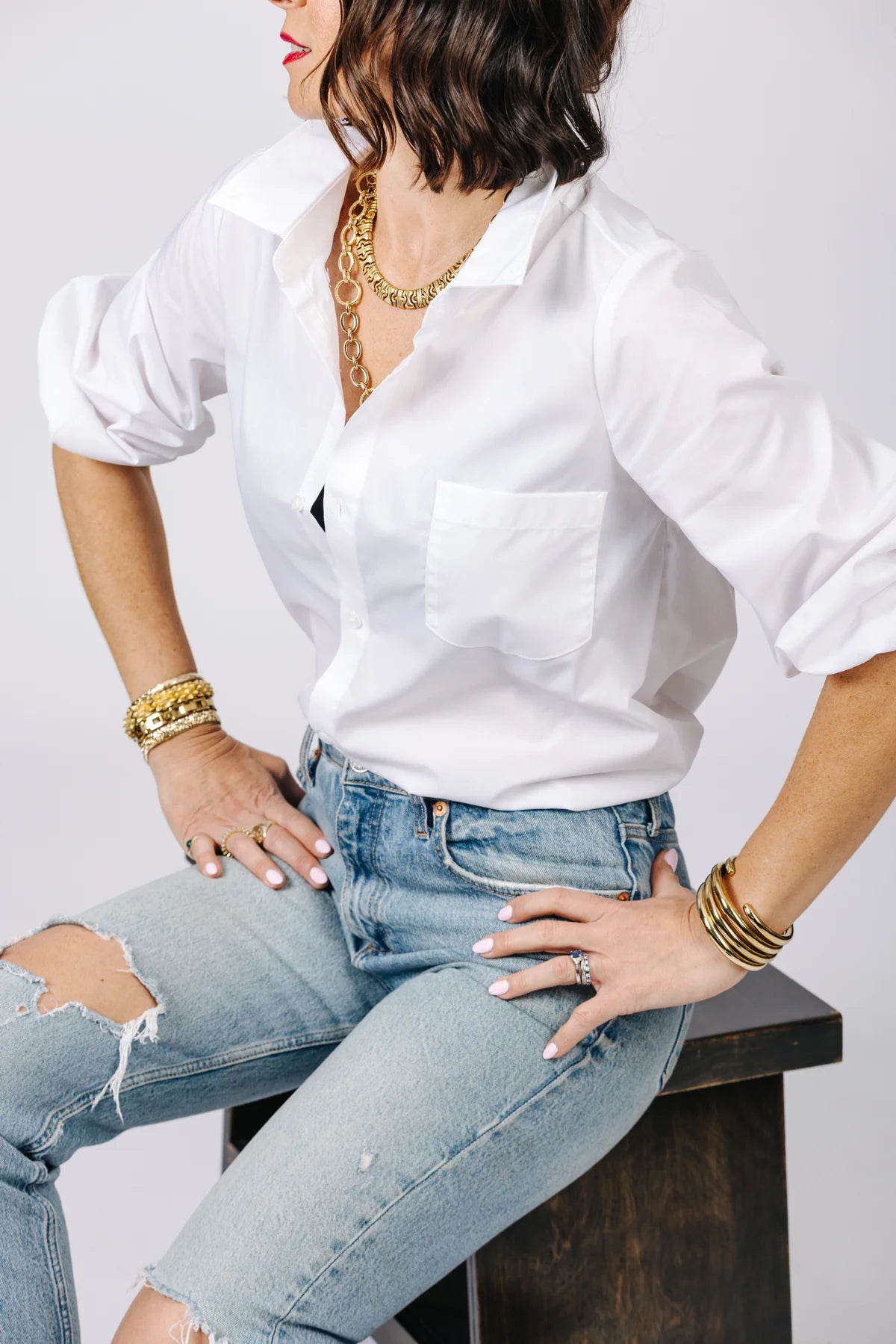 KMJ Meeghan Shirt, White - Final Sale、mySite、noshort