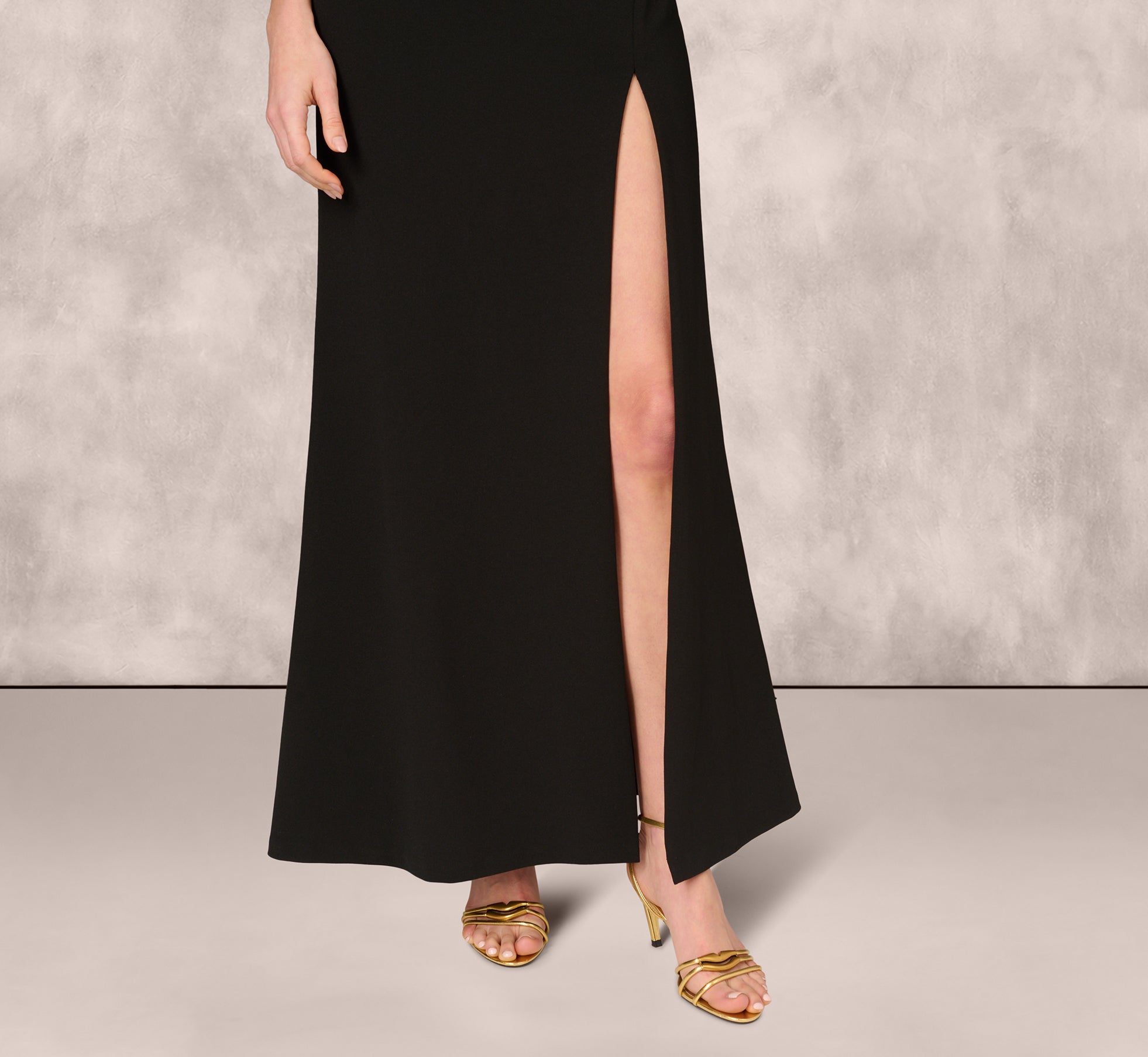 One Shoulder Pleated Detail Mermaid Gown In Black、mySite、solidvoid