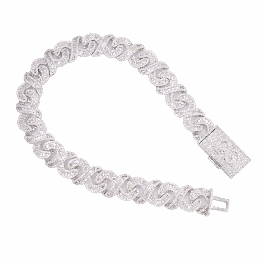CUSTOM CLASP 20MM Moissanite Baguette Infinity Link Bracelet 14K Gold、mySite、hinf8tx79