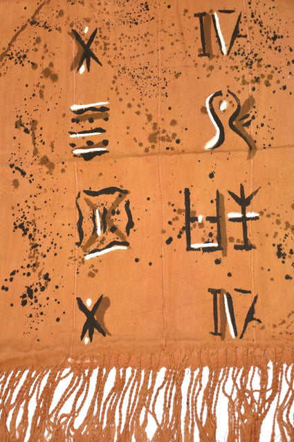 Brown, Beige and Black Mud cloth (Bògòlanfini) Shawl-Scarf、mySite、solidvoid