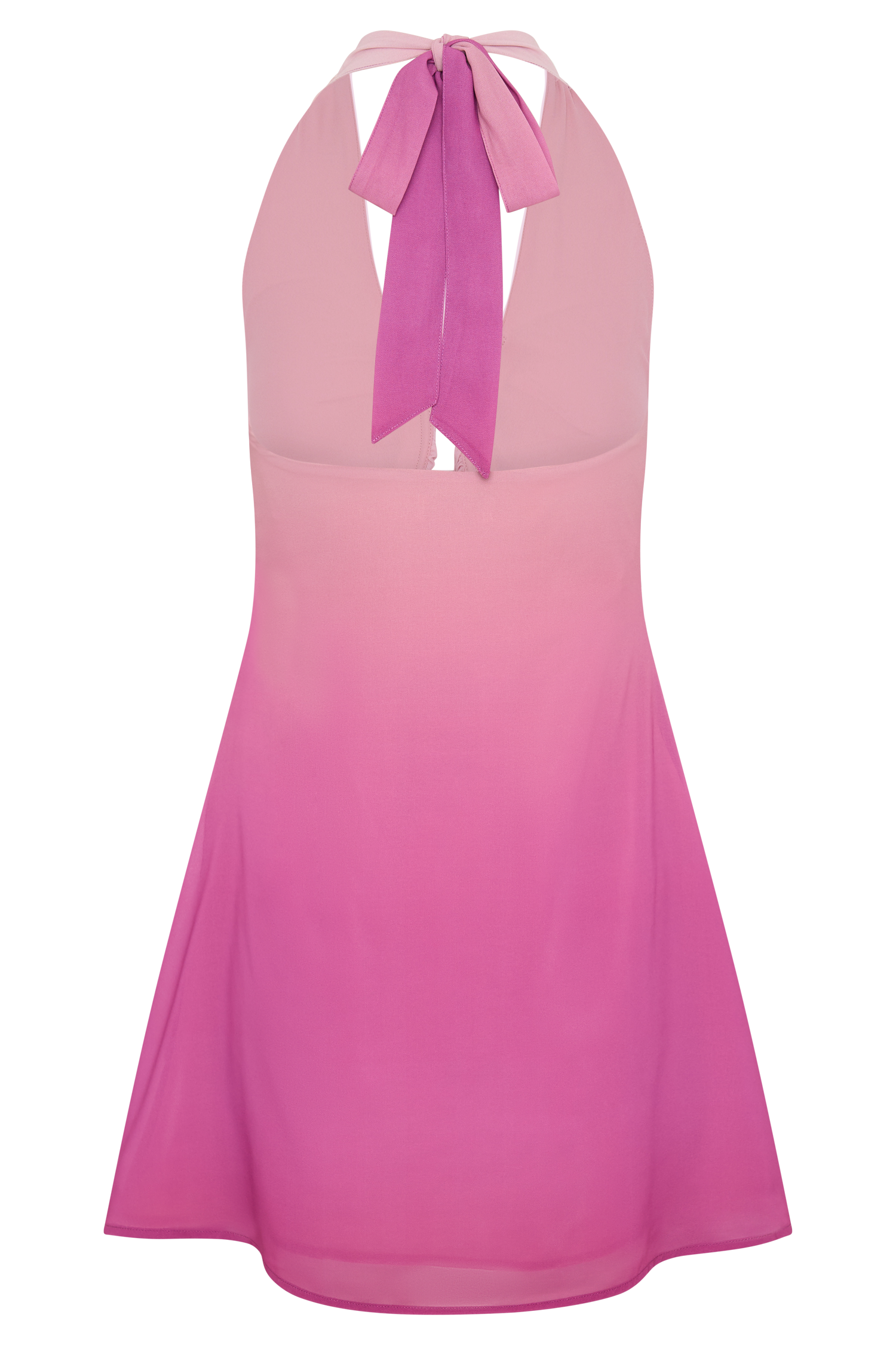 Malakhai Chiffon Halter Mini Dress - Ombre Pink、mySite、solidvoid