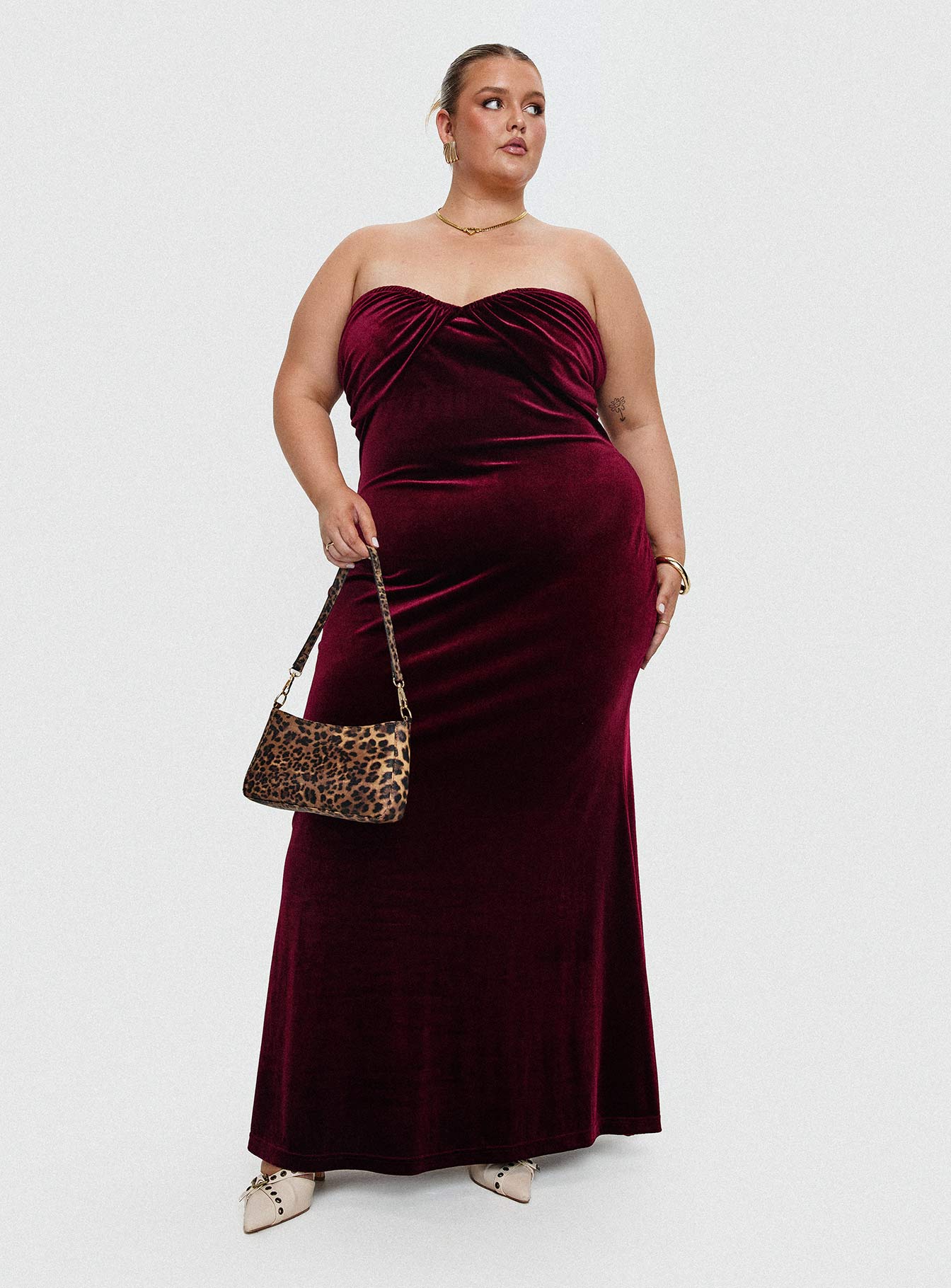 Irena Strapless Maxi Dress Burgundy Curve、mySite、solidvoid