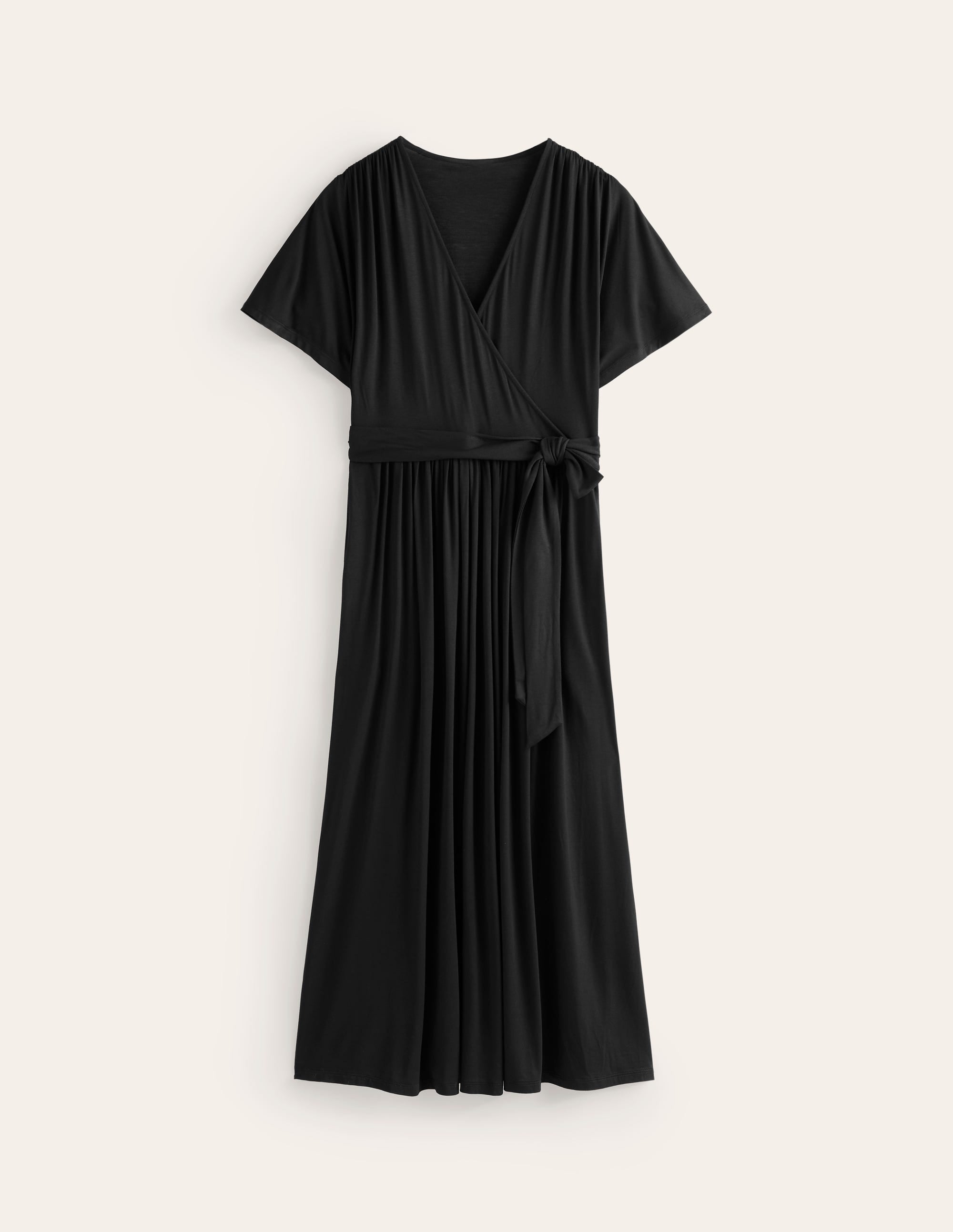  Kimono Wrap Jersey Midi Dress-Black、mySite、ashleygrahame