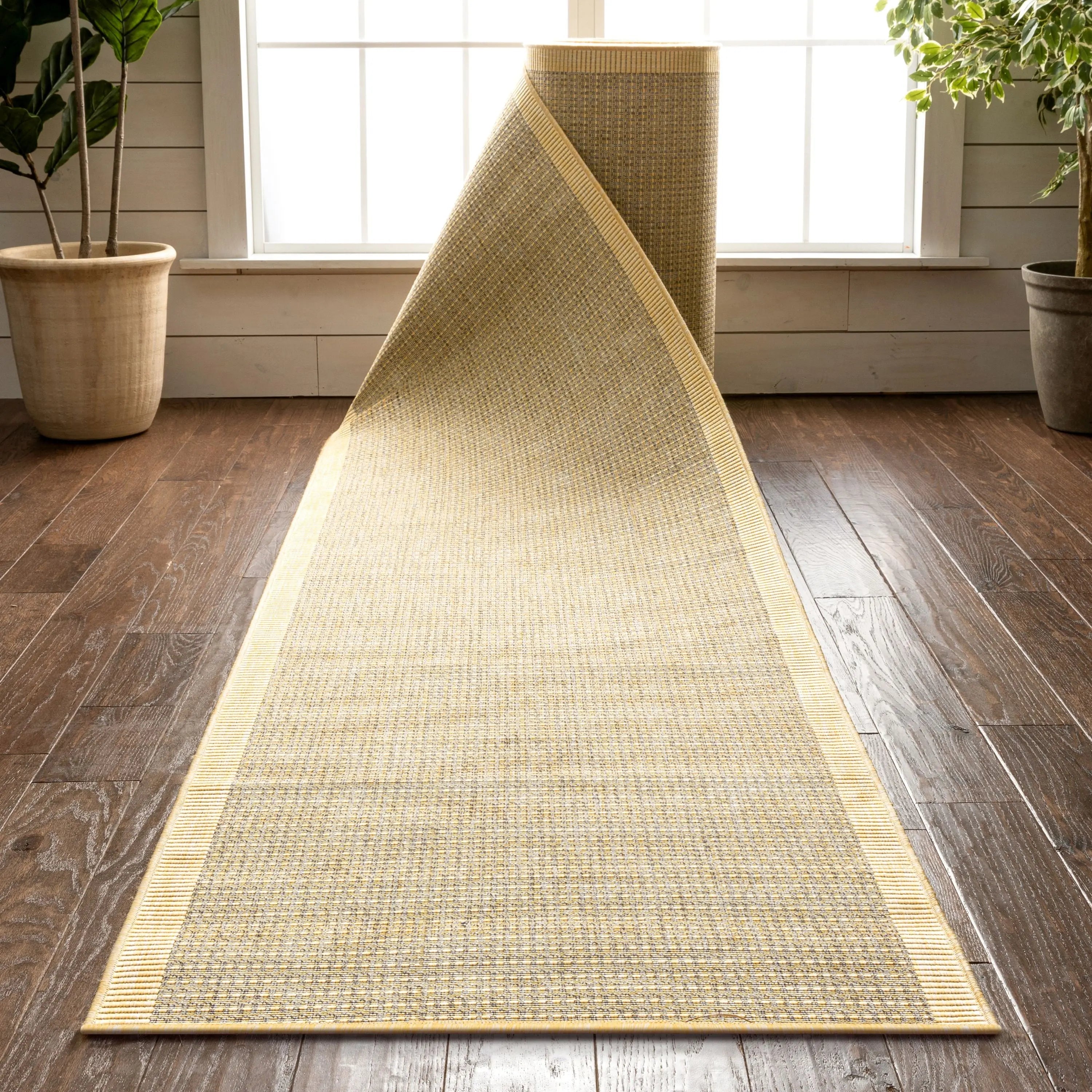 Odin Custom Size Indoor/Outdoor Runner Solid & Striped Yellow 31 Inch Width x Choose Your Length Hallway Flat-Weave Runner Rug、mySite、gigharbornorthrealestate