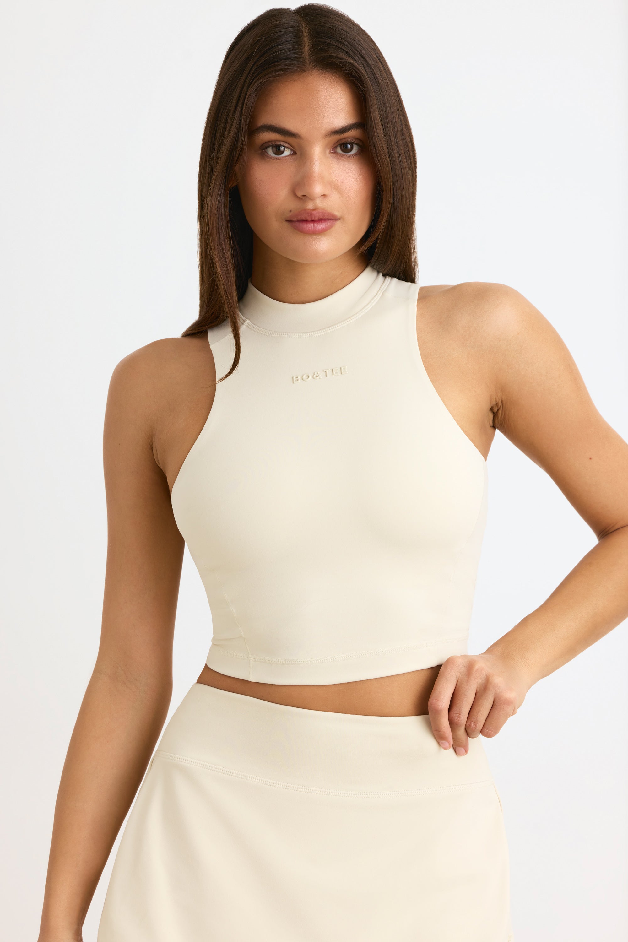 Soft Active High-Neck Tank Top in Bone、mySite、solidvoid