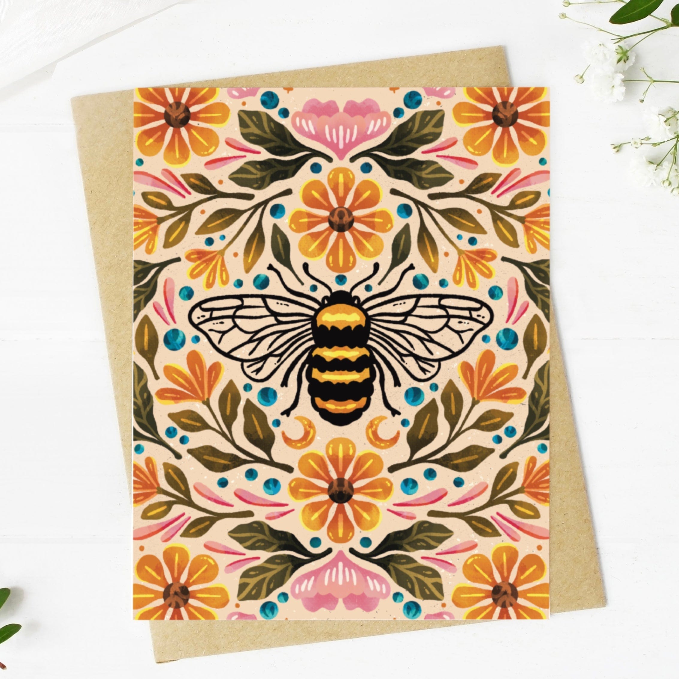  Bee & Floral Greeting Card、mySite、ghnorth