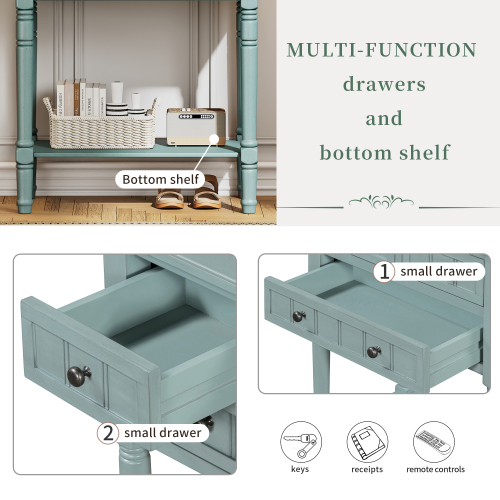 TREXM Narrow Console Table, Slim Sofa Table with Three Storage Drawers and Bottom Shelf for Living Room, Easy Assembly (Espresso)、、casual