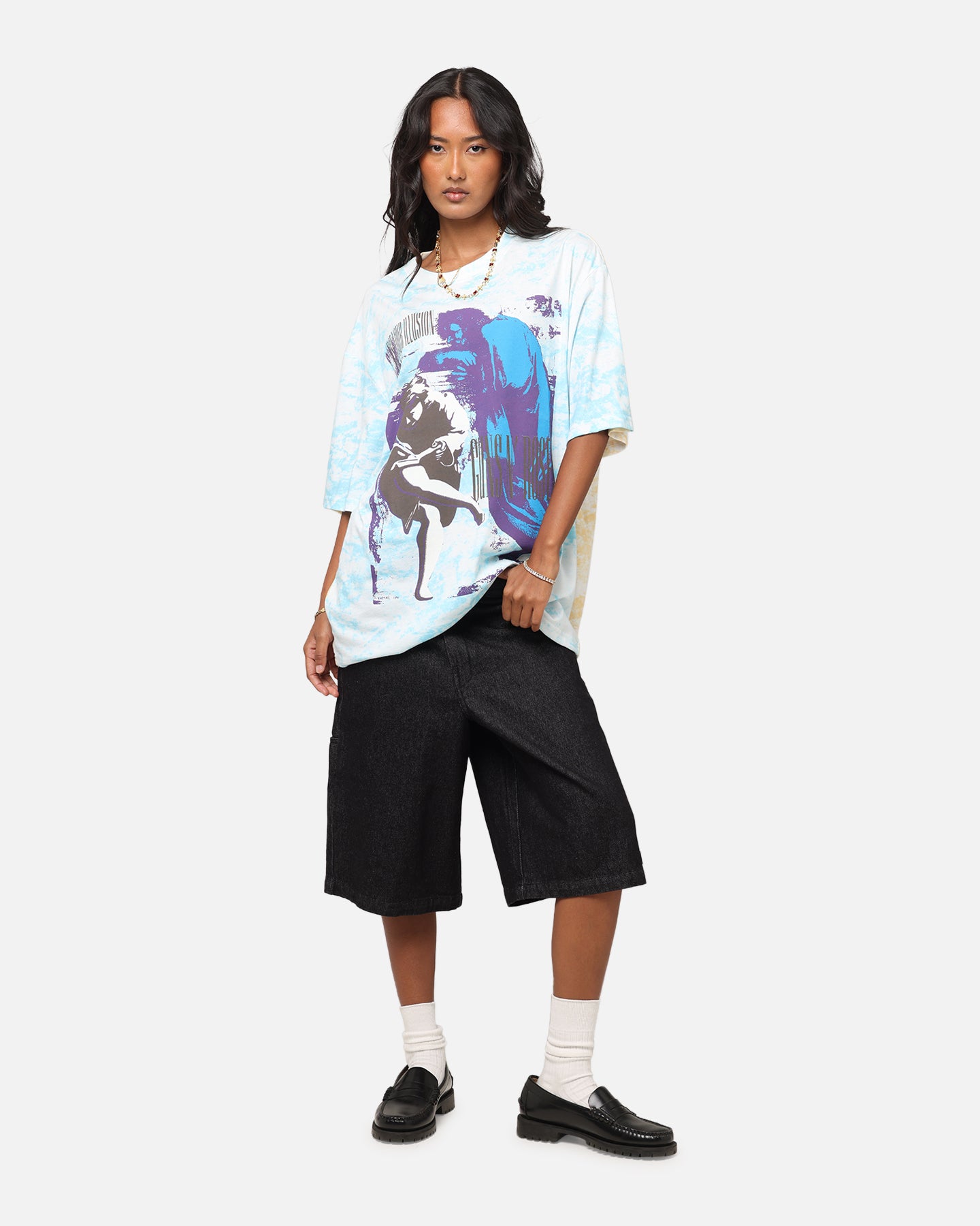 Guns N Roses Roses All Over T-Shirt Washed White、mySite、zt4zffjzw