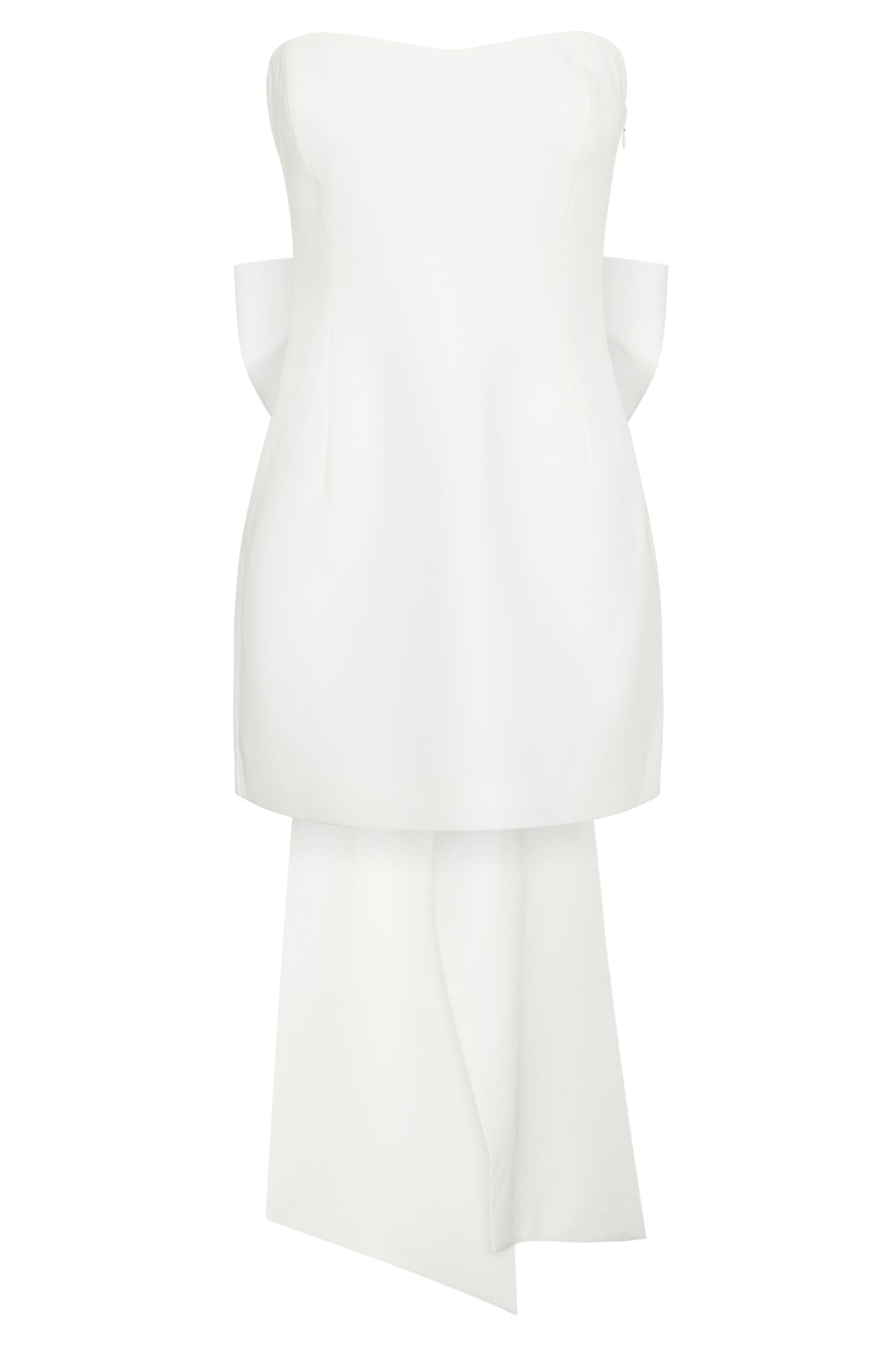 Meredith Strapless Bow Mini Dress - White、mySite、solidvoid