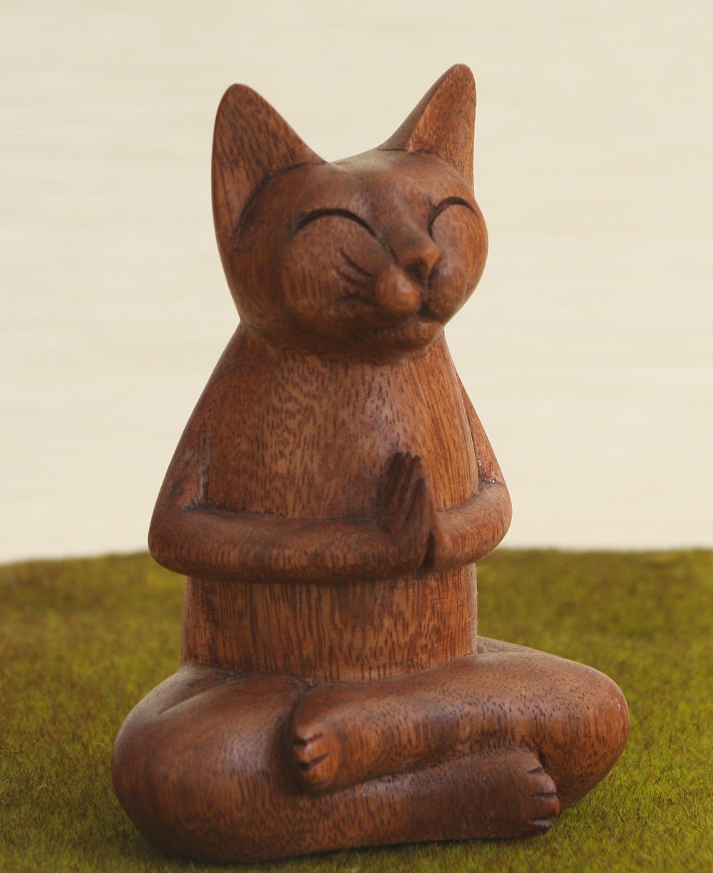 Hand Carved Praying Namaste Cat Statue、mySite、topwebapps