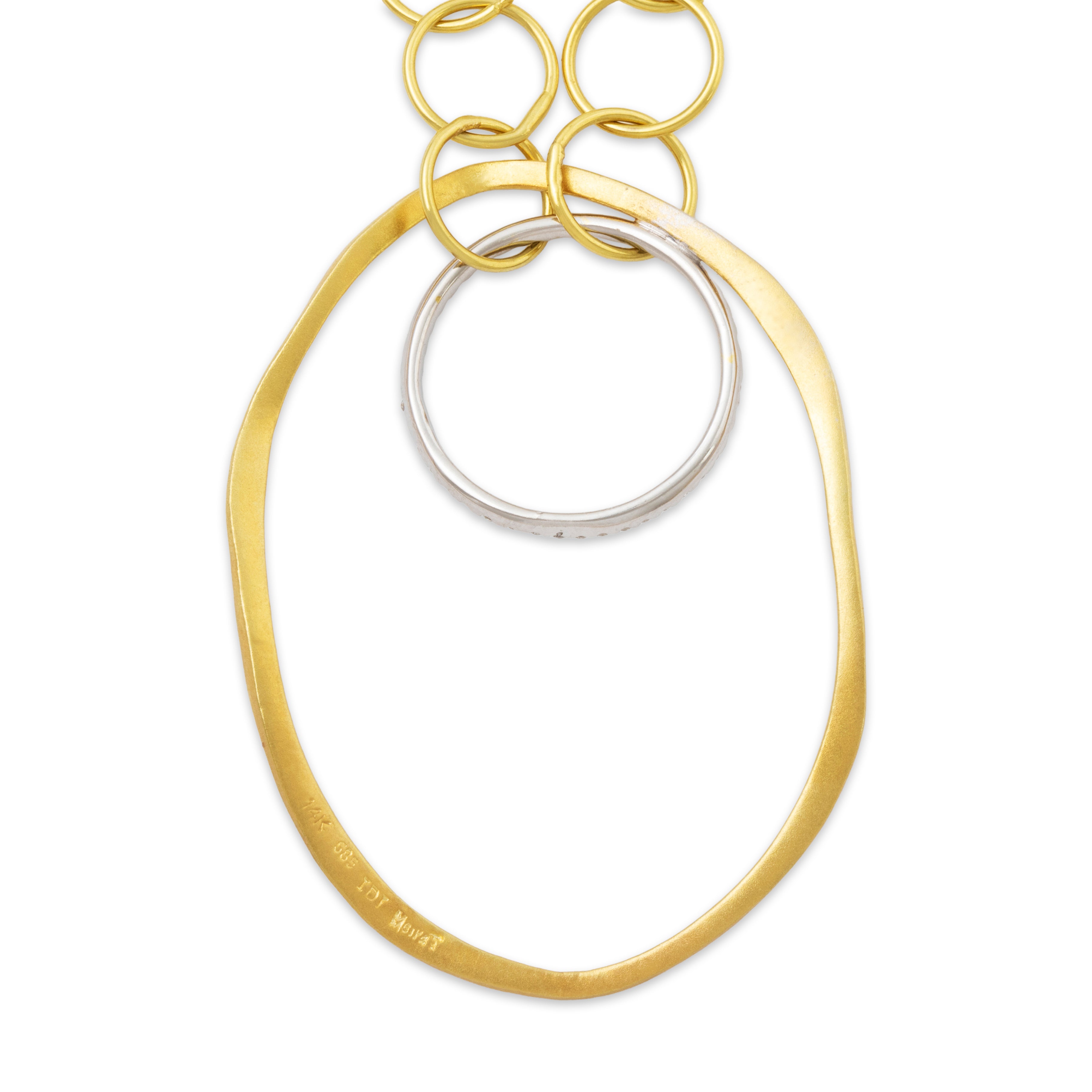 Estate Italian 14k Yellow Gold .215cttw Diamond Artistic Link Necklace 16.5、mySite、hinf8tx79