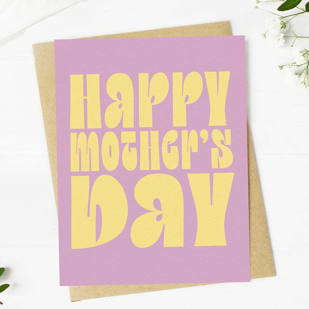  Happy Mother's Day Yellow Text Greeting Card、mySite、elrpsem3k