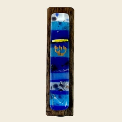 Blue Wooden Colors of Your Life Mezuzah by Gary Rosenthal、mySite、topwebapps