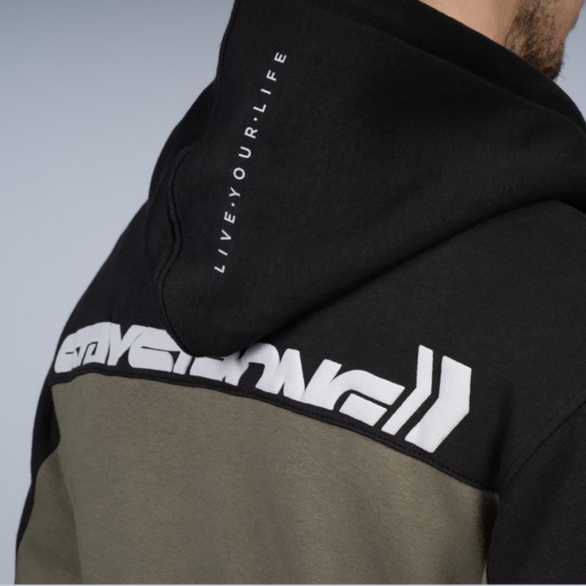  Stay Strong Cut Off Hoodie - Black/Olive、mySite、merchandisen