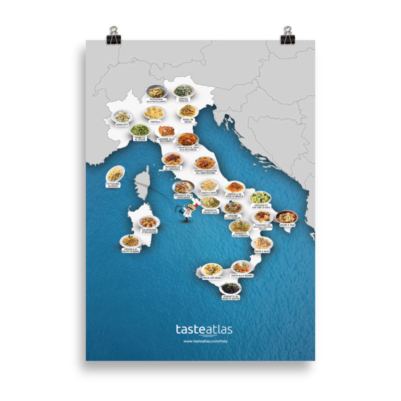 Italy Pasta Map Poster (in)、mySite、camillekostekn