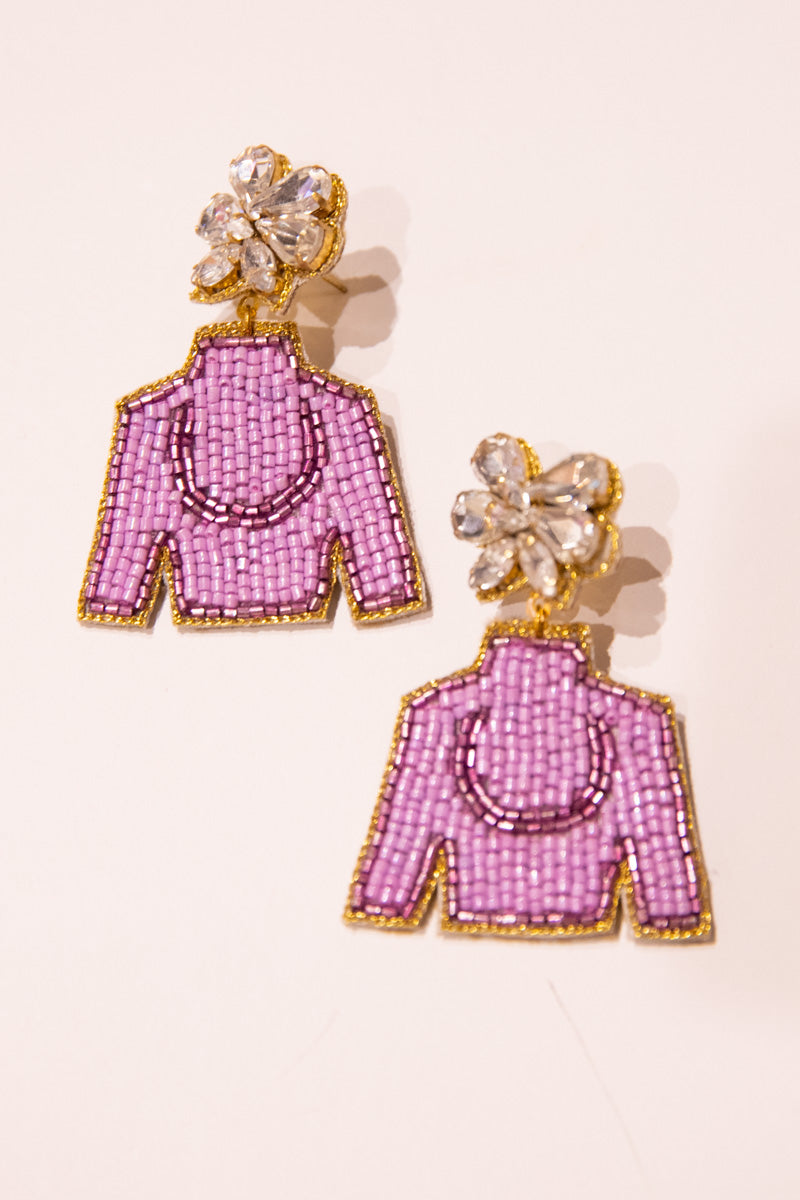 Derby Jockey Silks Earrings - Purple Horseshoe、mySite、hinf8tx79