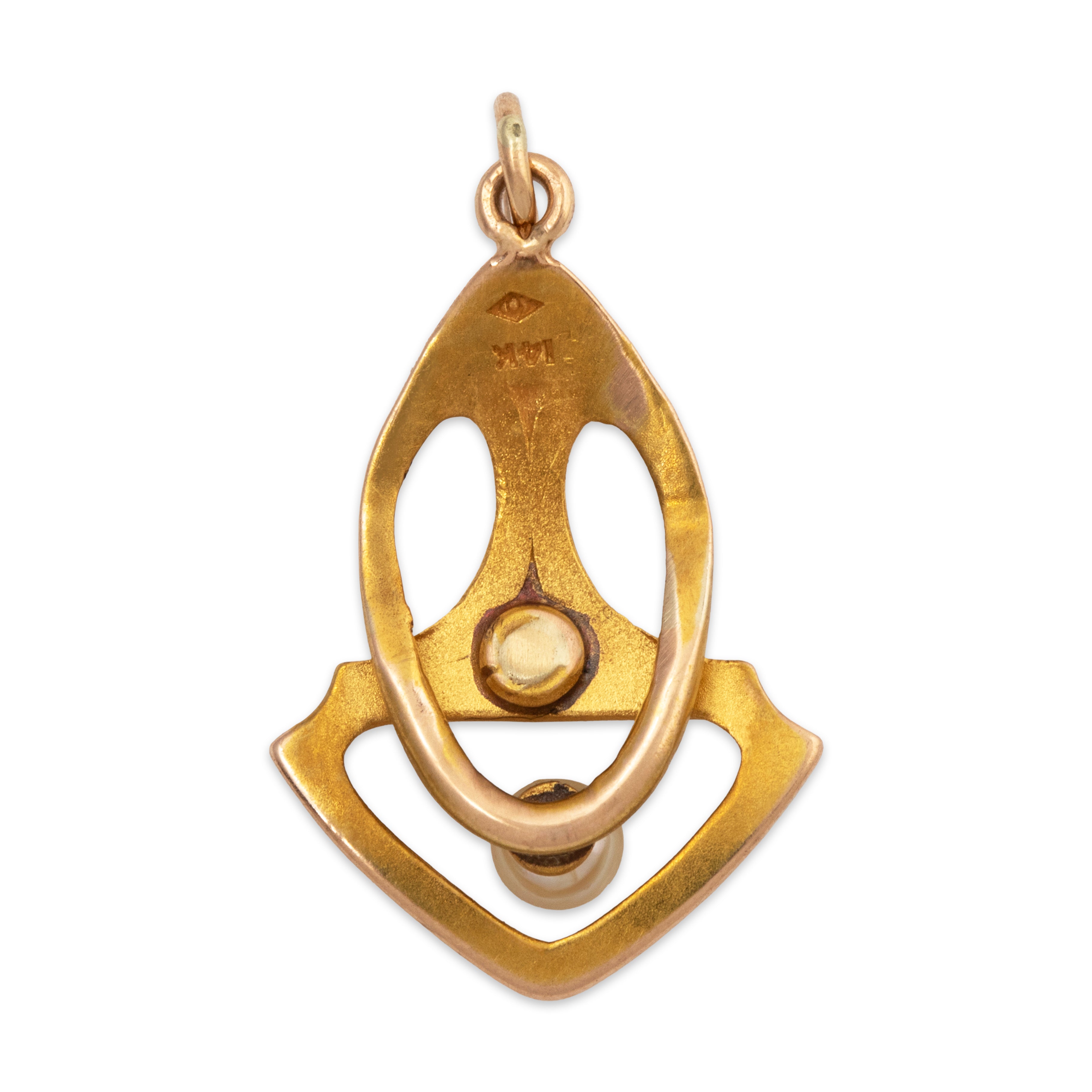 Antique Art Nouveau 14k Yellow Gold Pearl Overlapped Charm / Pendant、mySite、hinf8tx79