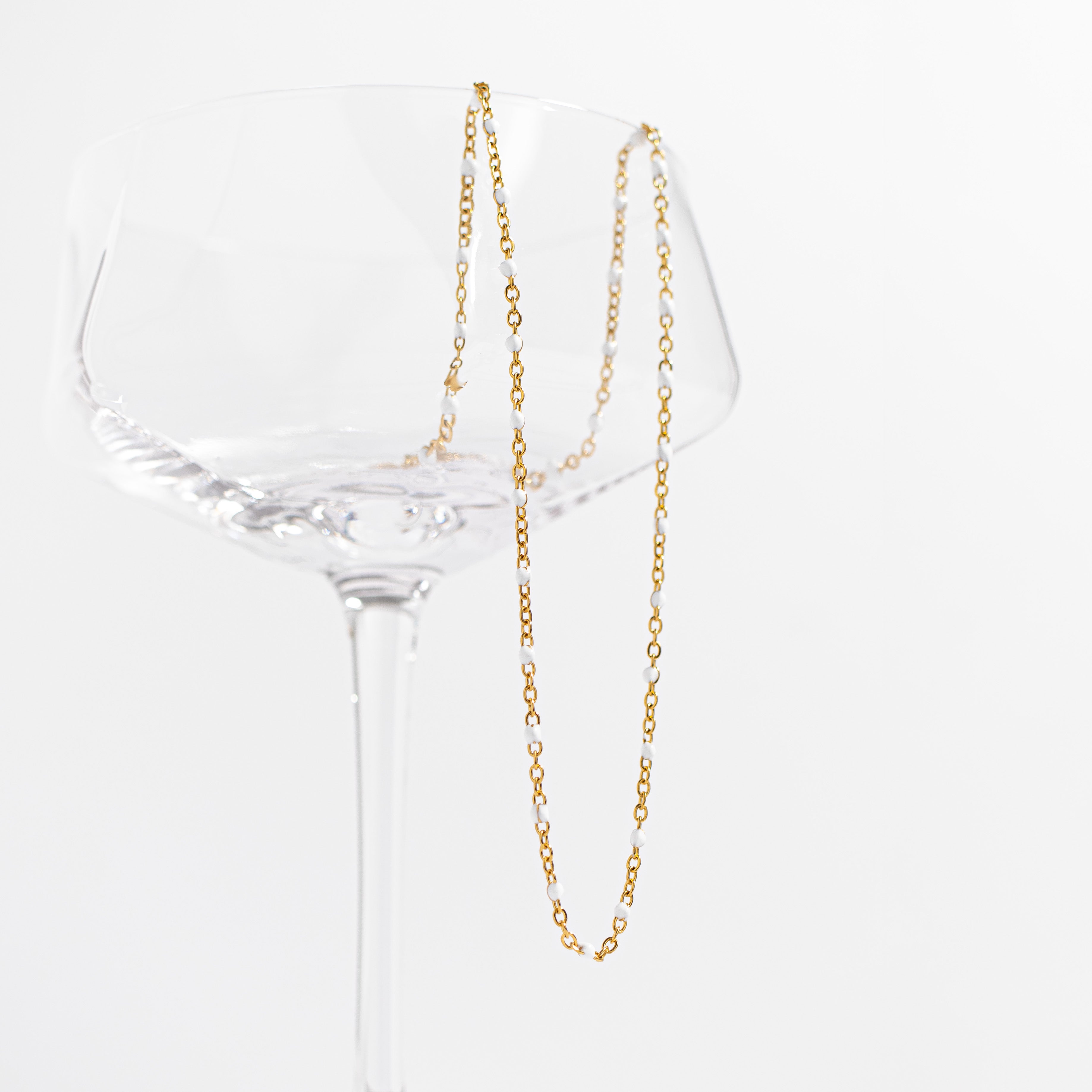 18K Gold PVD Stainless Steel Confetti White Chain Necklace / CHN0092、mySite、dreamappss