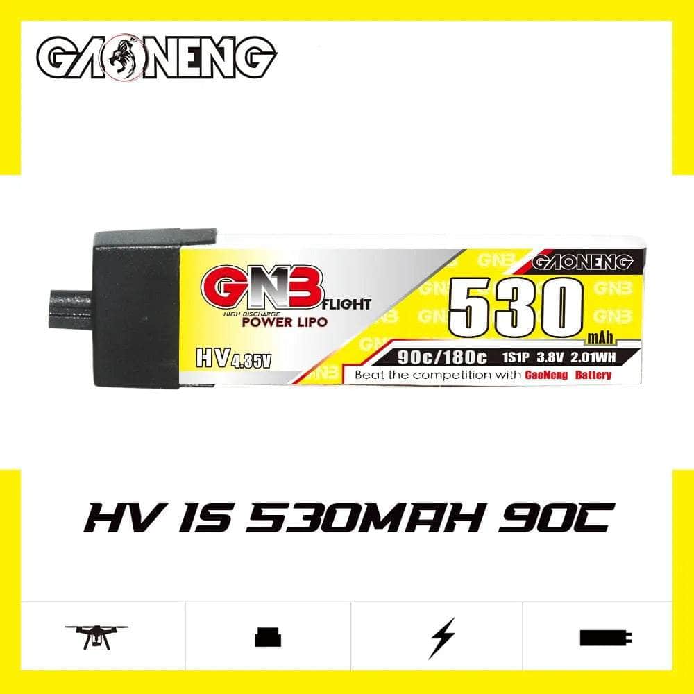  Gaoneng GNB 3.8V 1S 530mAh 90C LiHV Whoop/Micro Battery w/ Plastic Head - A30、mySite、merchandisen