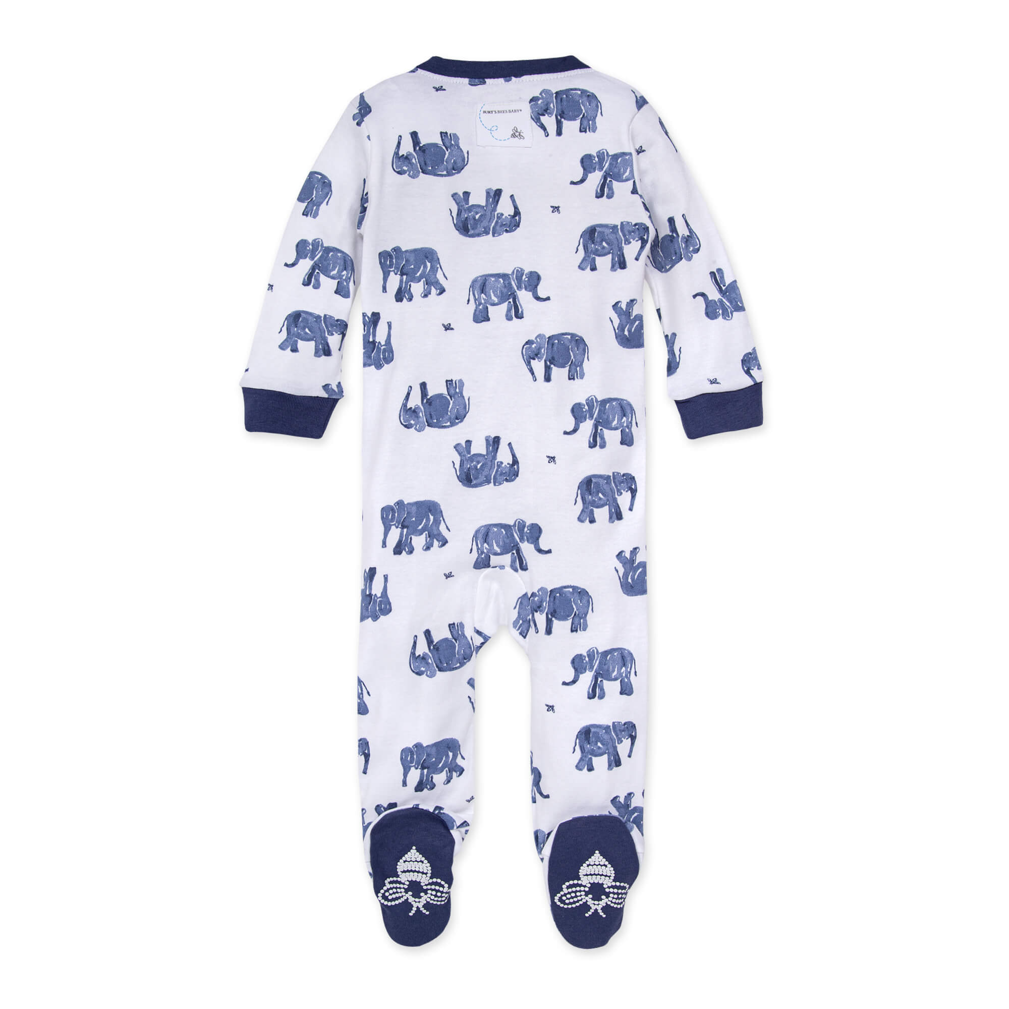 Wandering Elephants Organic Baby Zip Front Loose Fit Footed Pajamas、mySite、g9winljtr
