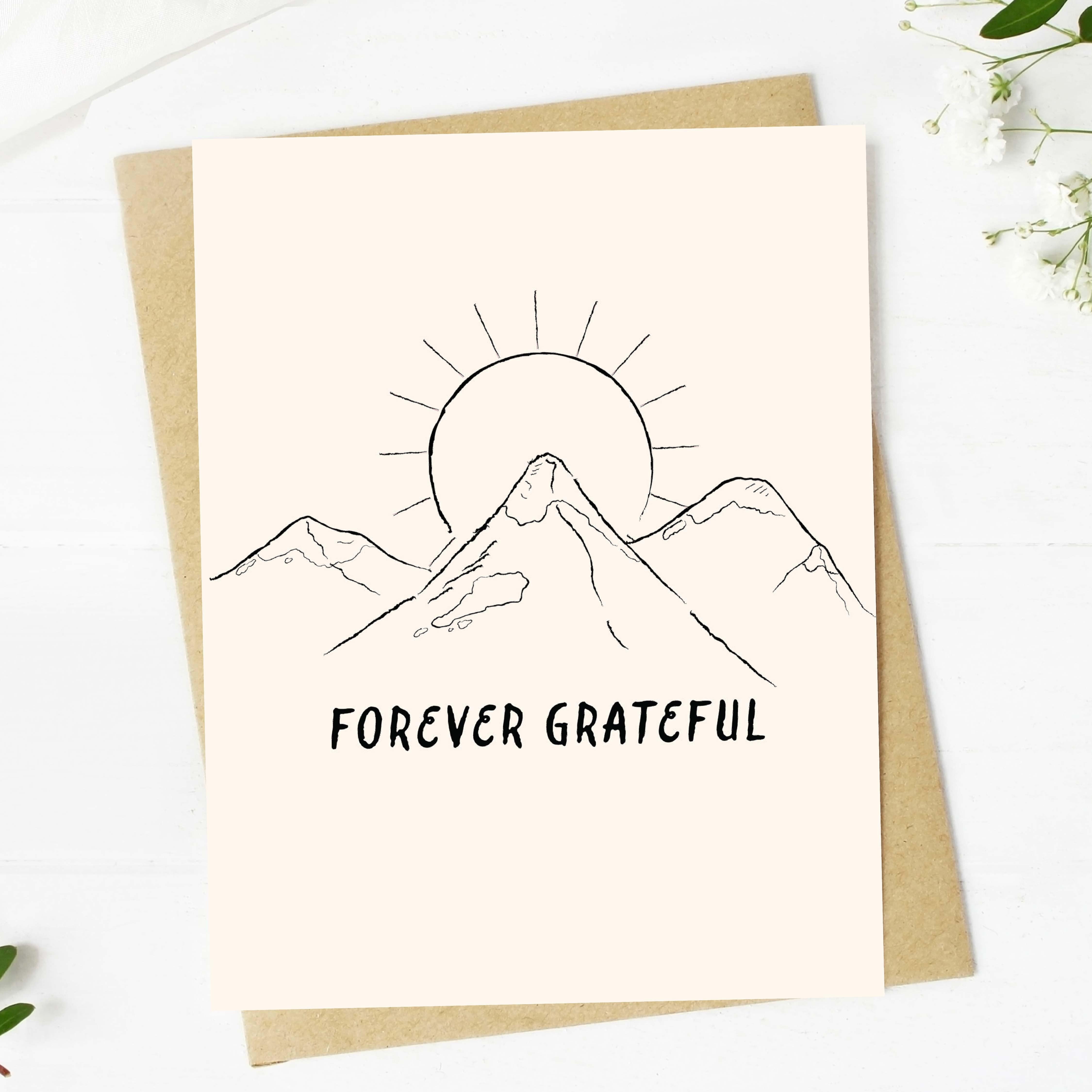  Forever grateful Mountain Sunshine Thank You Card、mySite、ghnorth