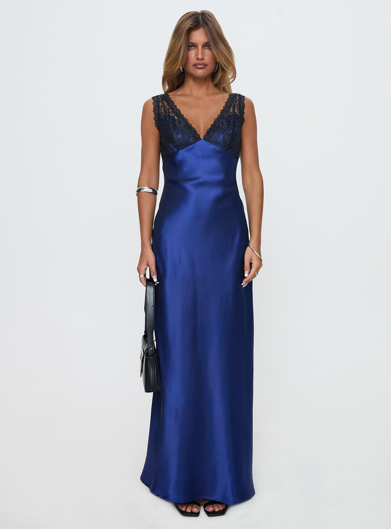 Voila Lace Maxi Dress Navy / Black、mySite、solidvoid