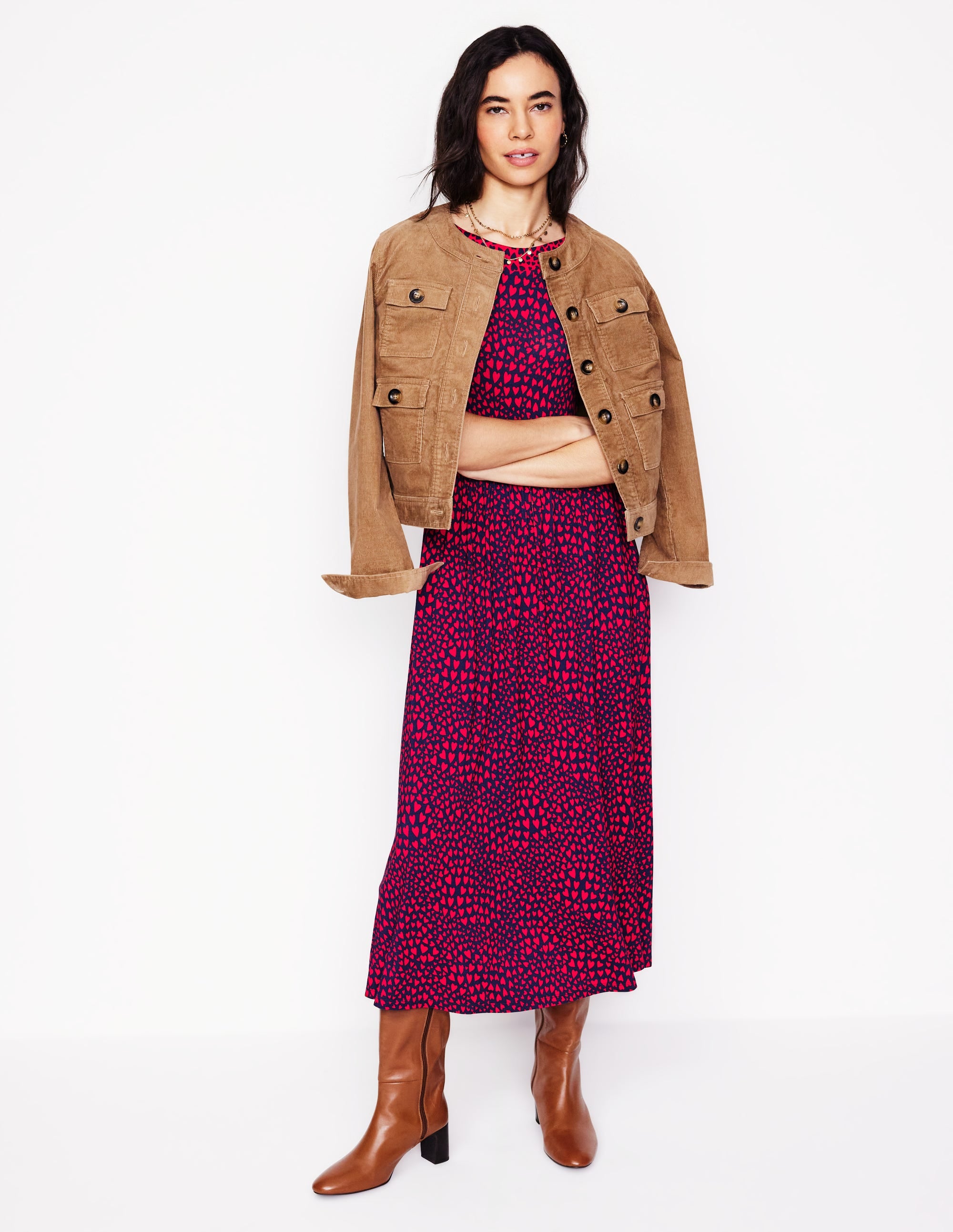  Melanie Jersey Midi Dress-French Navy, Heart Cluster、mySite、ashleygrahame