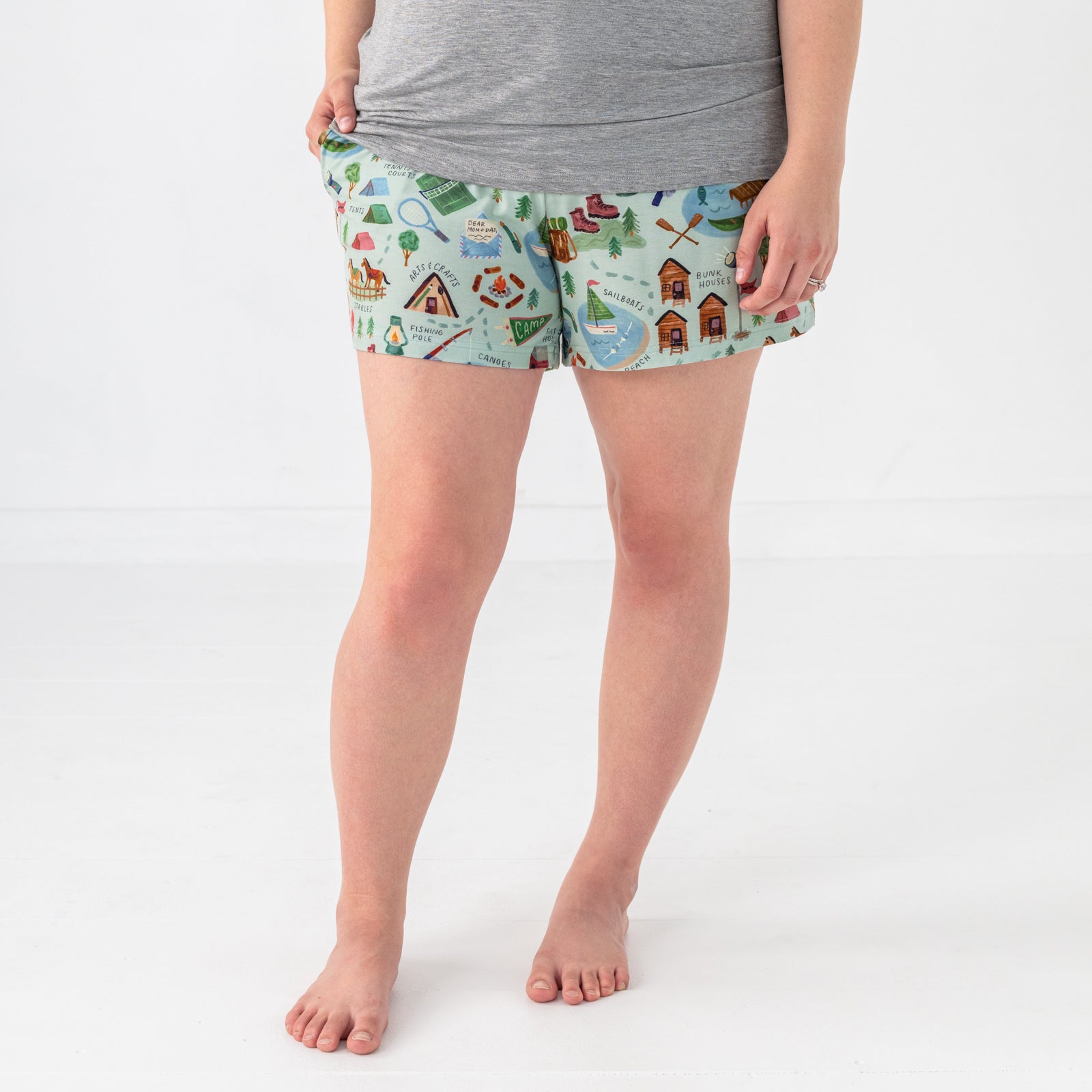 Green Camp Sleepies Women's Pajama Shorts、mySite、g9winljtr