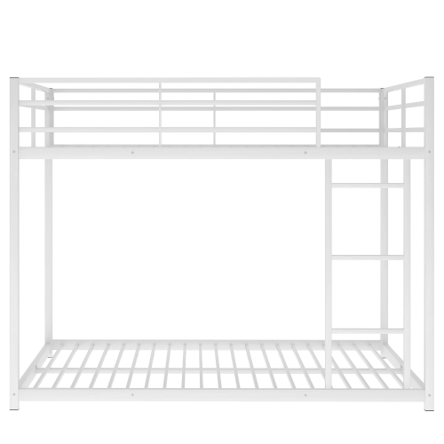 Full over Full Metal Bunk Bed, Low Bunk Bed with Ladder, Black(Old SKU:MF197034AAB)、、casual