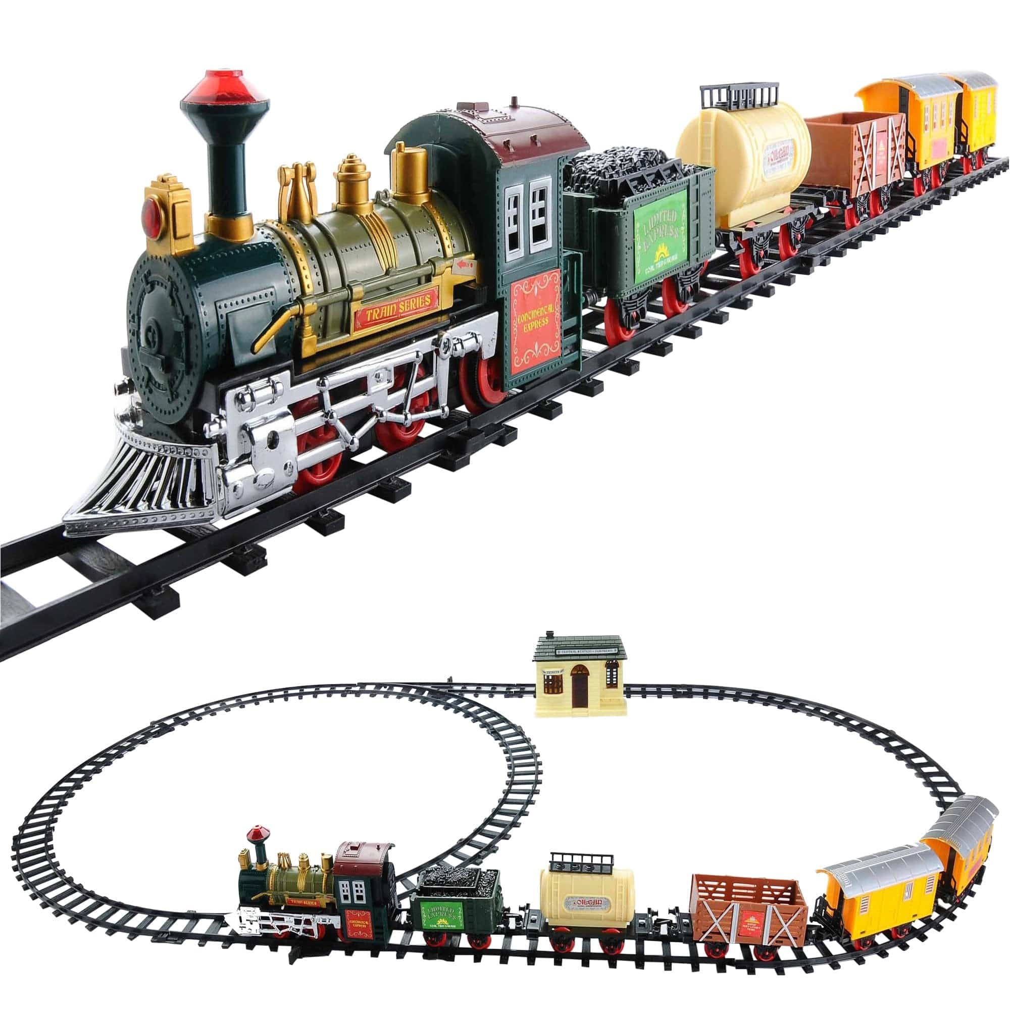 Northlight Ready to Play Animated Continental Express (18 Pieces) Battery Powered Model Train Set、mySite、g9winljtr