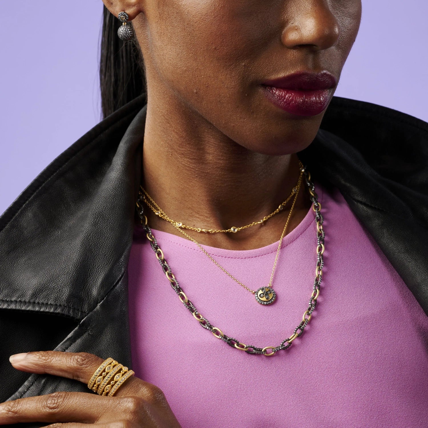  Mini Bezel Gold Stone Necklace、mySite、elrpsem3k