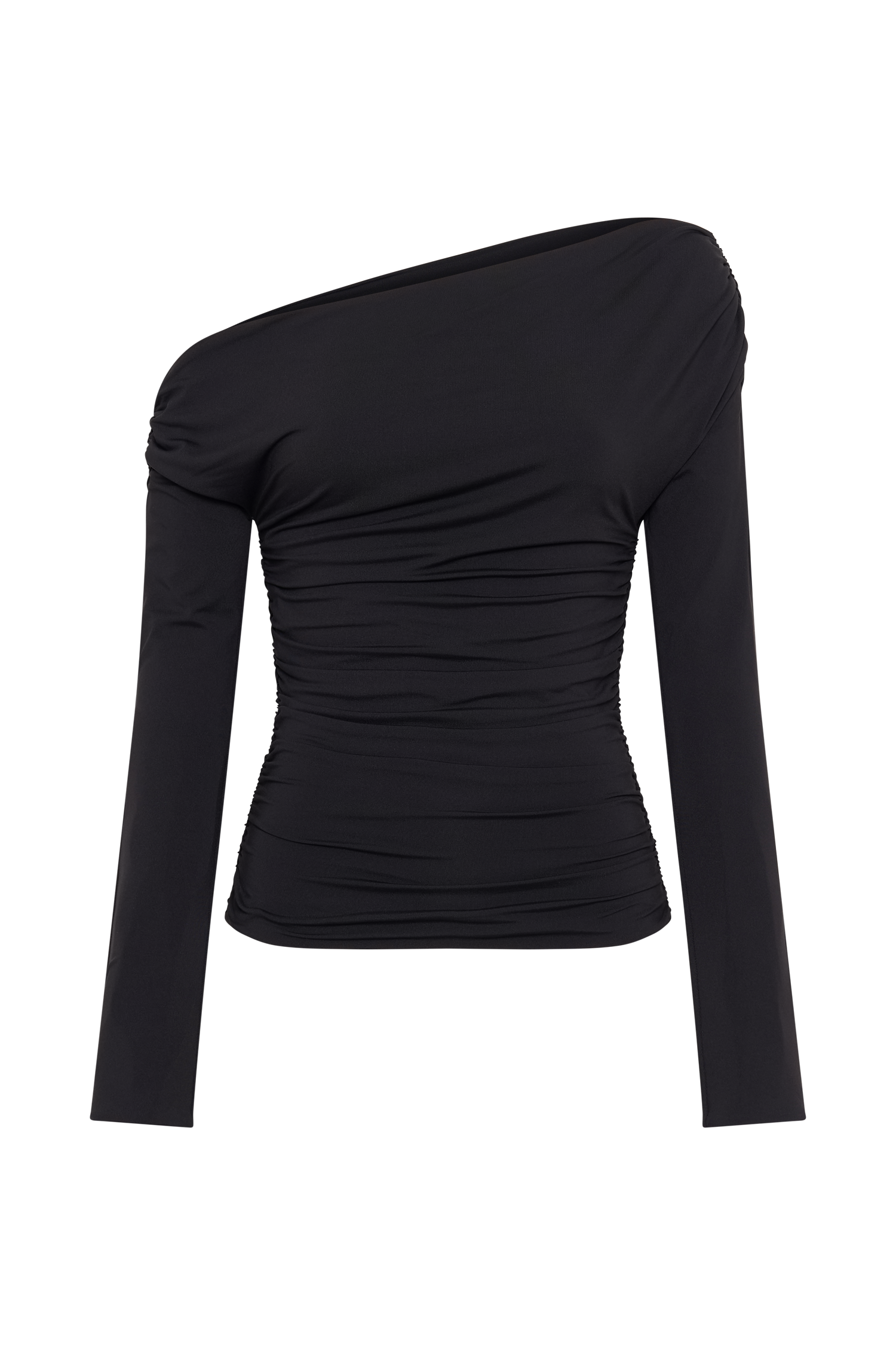 Alayna Long Sleeve Recycled Nylon Ruched Top - Black、mySite、solidvoid