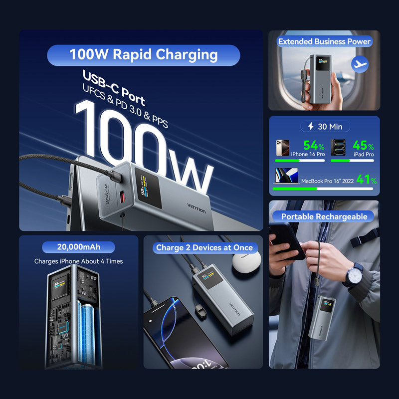 Vention 20000mAh Power Bank 100W、mySite、fannypackpong
