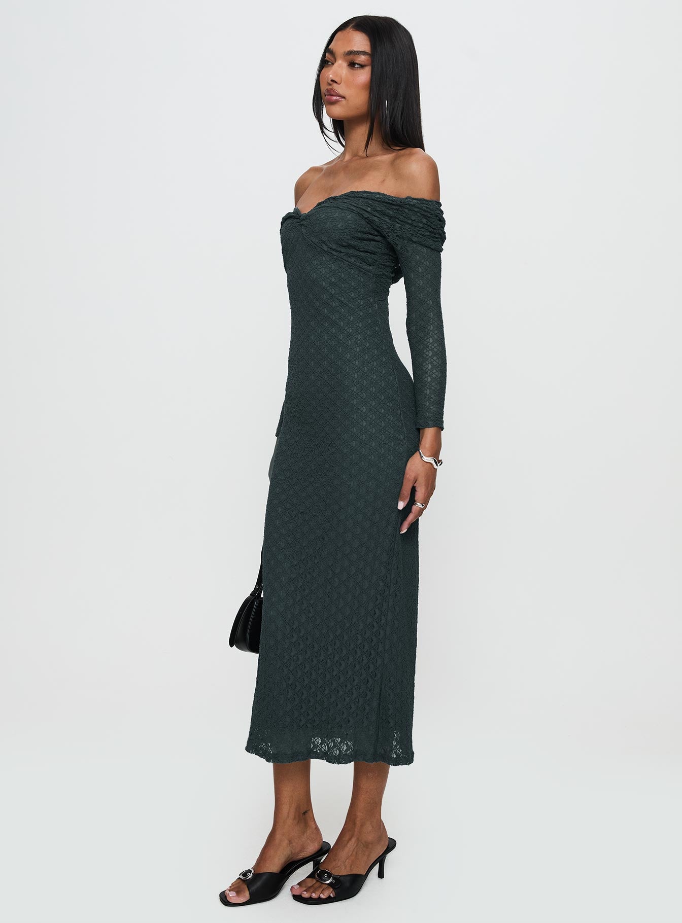 Elexis Off The Shoulder Maxi Dress Blue、mySite、solidvoid