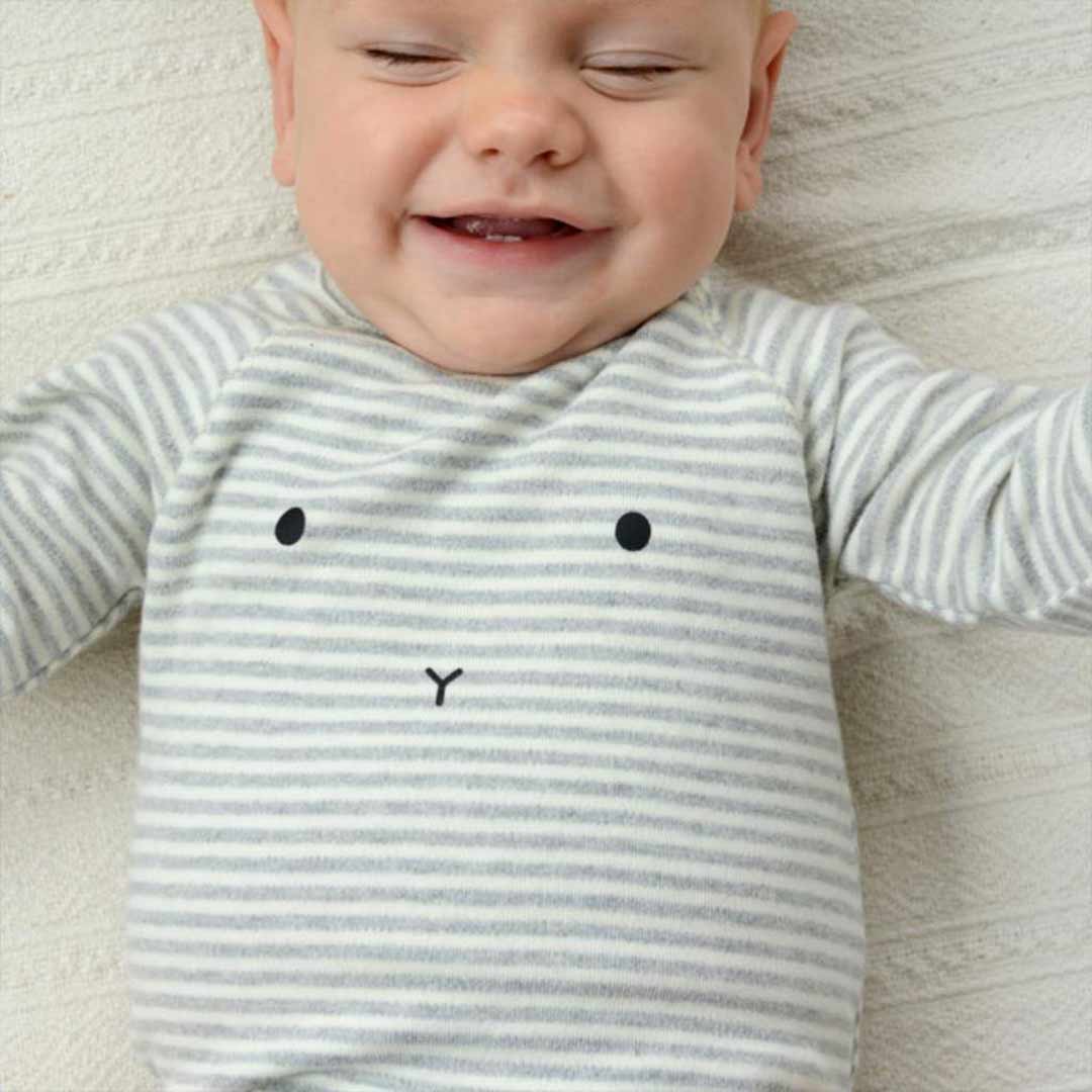  Organic Zoo Bunny Playsuit - Grey Stripes、mySite、merchandisen