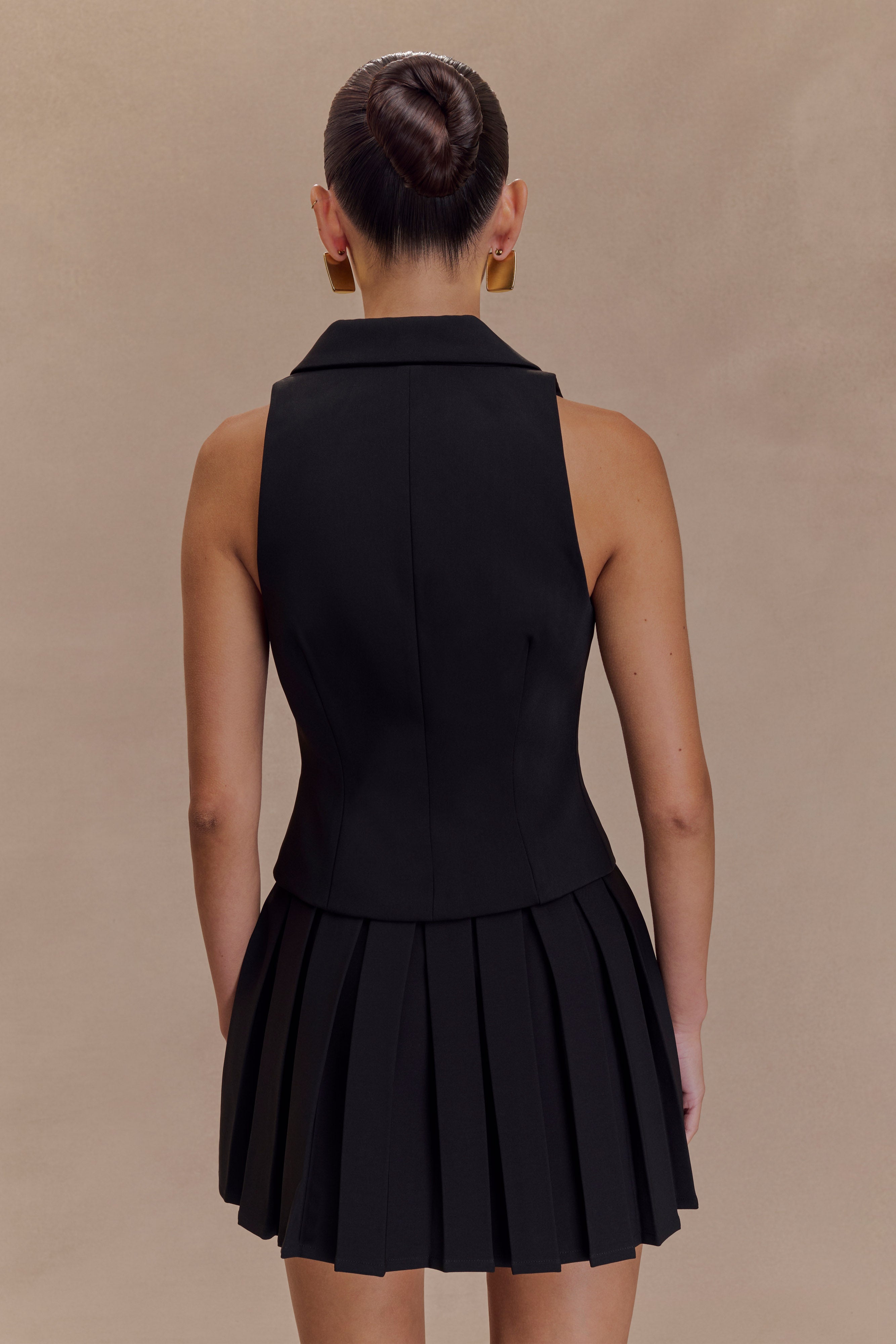 Mura Pleated Mini Skirt - Black、mySite、solidvoid