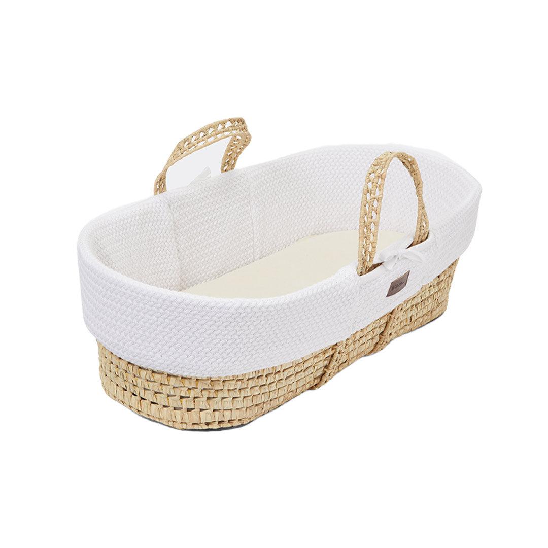  The Little Green Sheep Organic Wheat Knit Moses Basket + Mattress - White、mySite、merchandisen