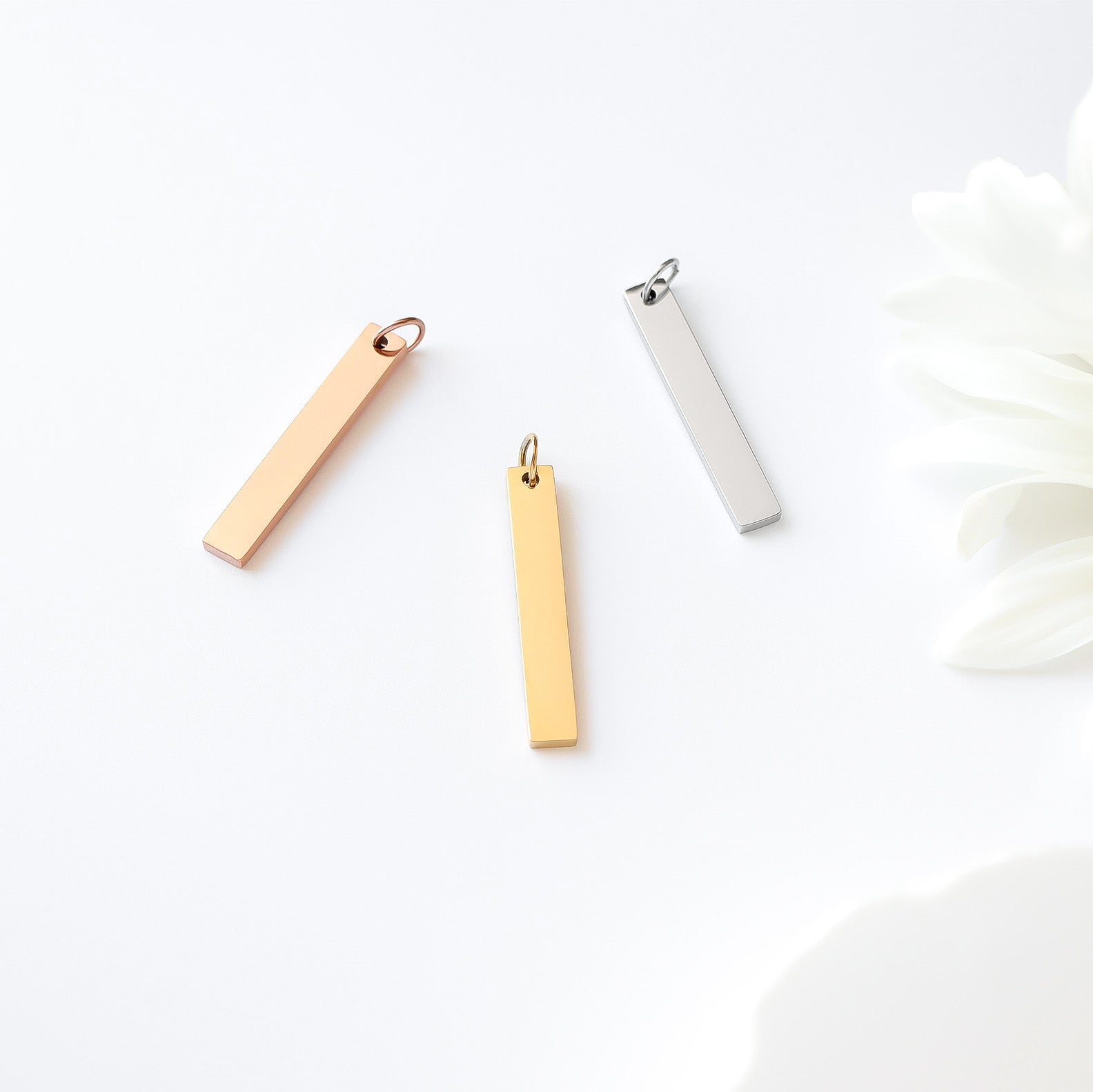 18K Gold PVD Stainless Steel Vertical Blank Bar Pendant / SBB0020、mySite、dreamappss