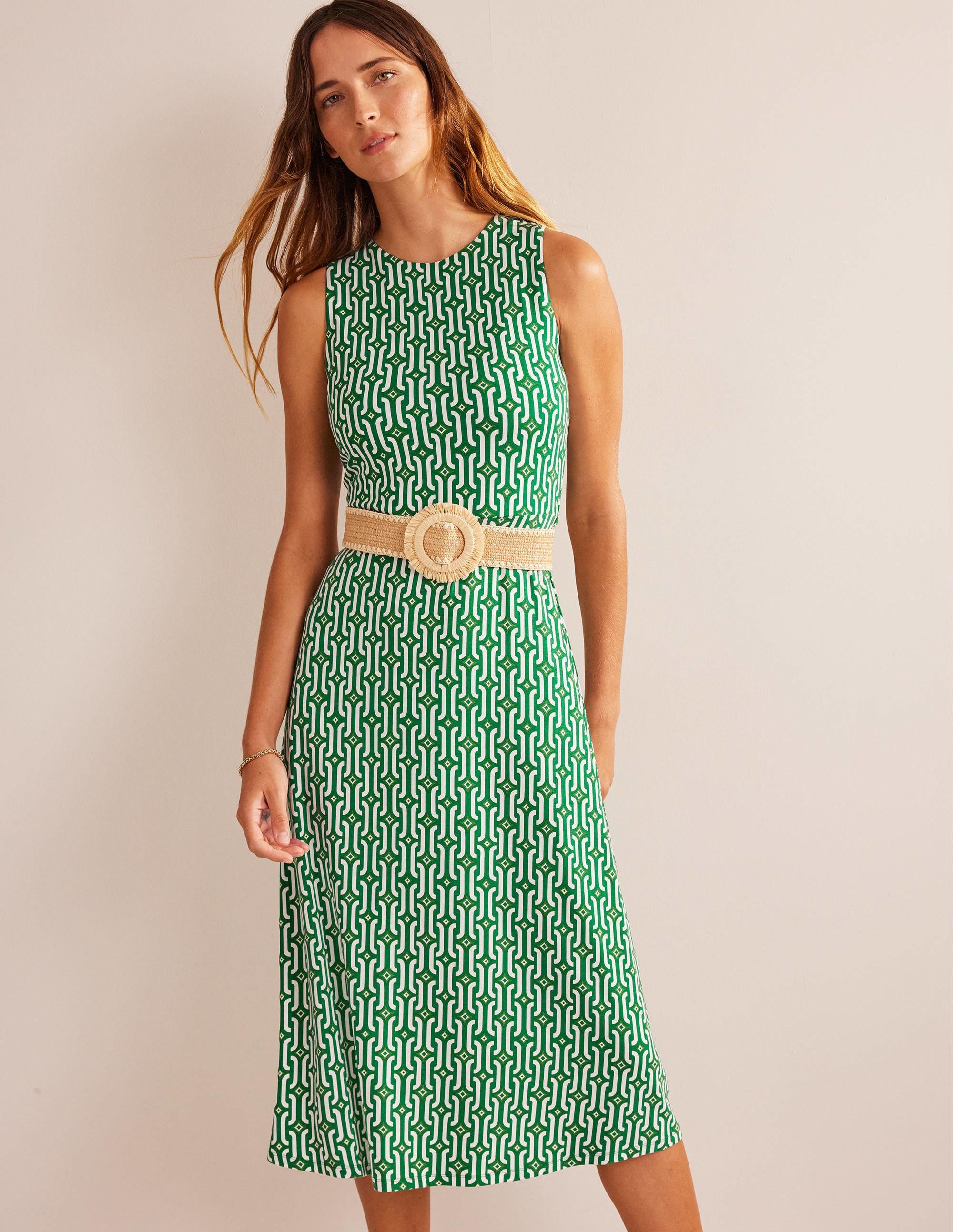  Cut-out Jersey Midi Dress-Bright Emerald, Azure Geo、mySite、ashleygrahame