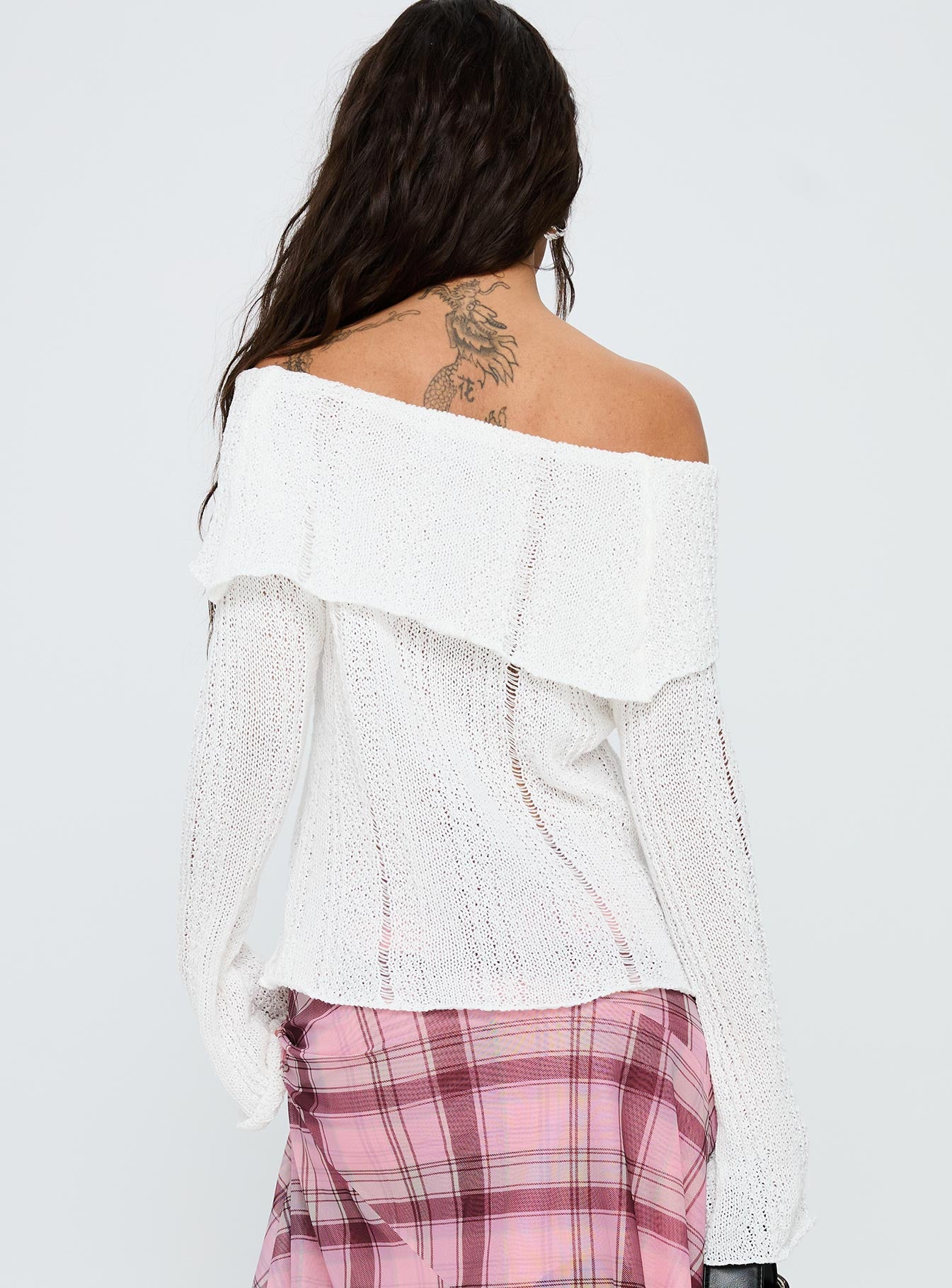 So Gone Off Shoulder Knit Sweater White、mySite、solidvoid