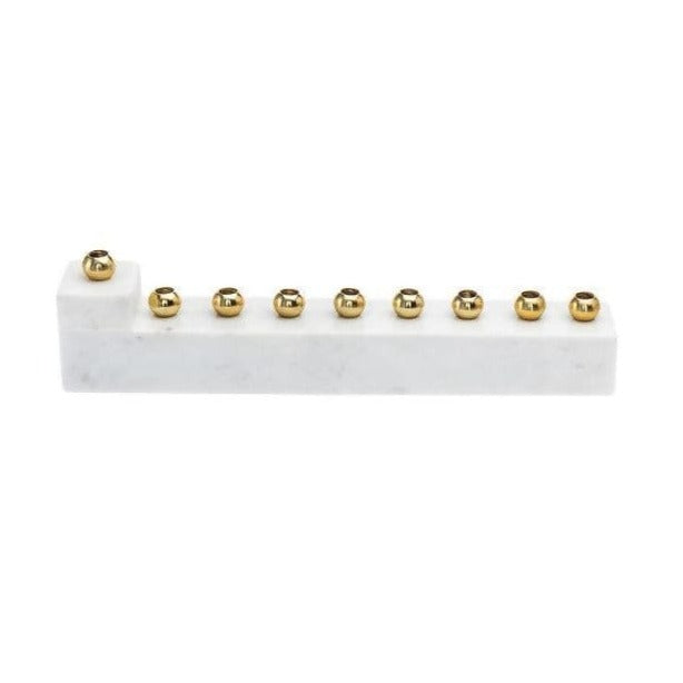 L-Shaped Marble Menorah With Brass Candleholders、mySite、topwebapps