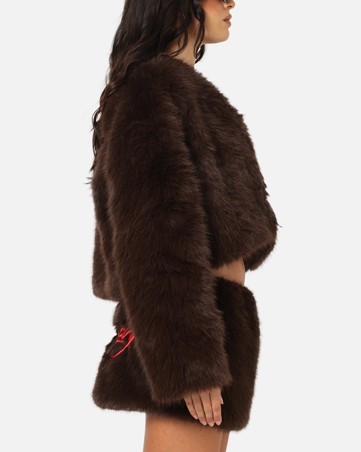 Ed Hardy Women's Faux Fur Jacket Brown、mySite、zt4zffjzw