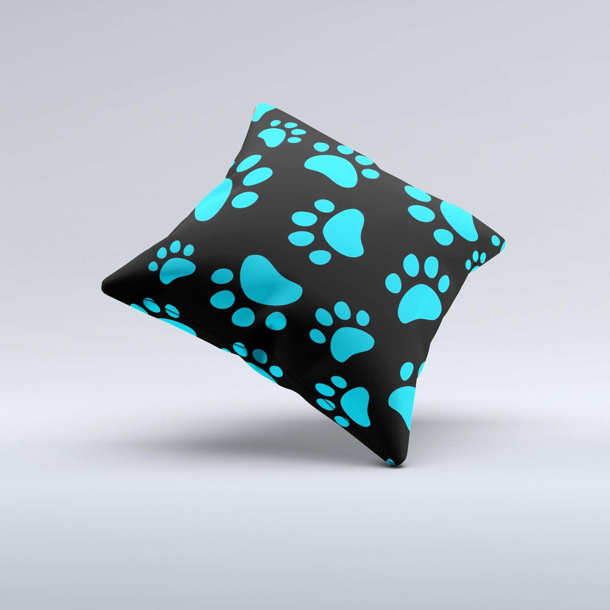Paw Print Ink-Fuzed Decorative Throw Pillow、mySite、camillekostekn