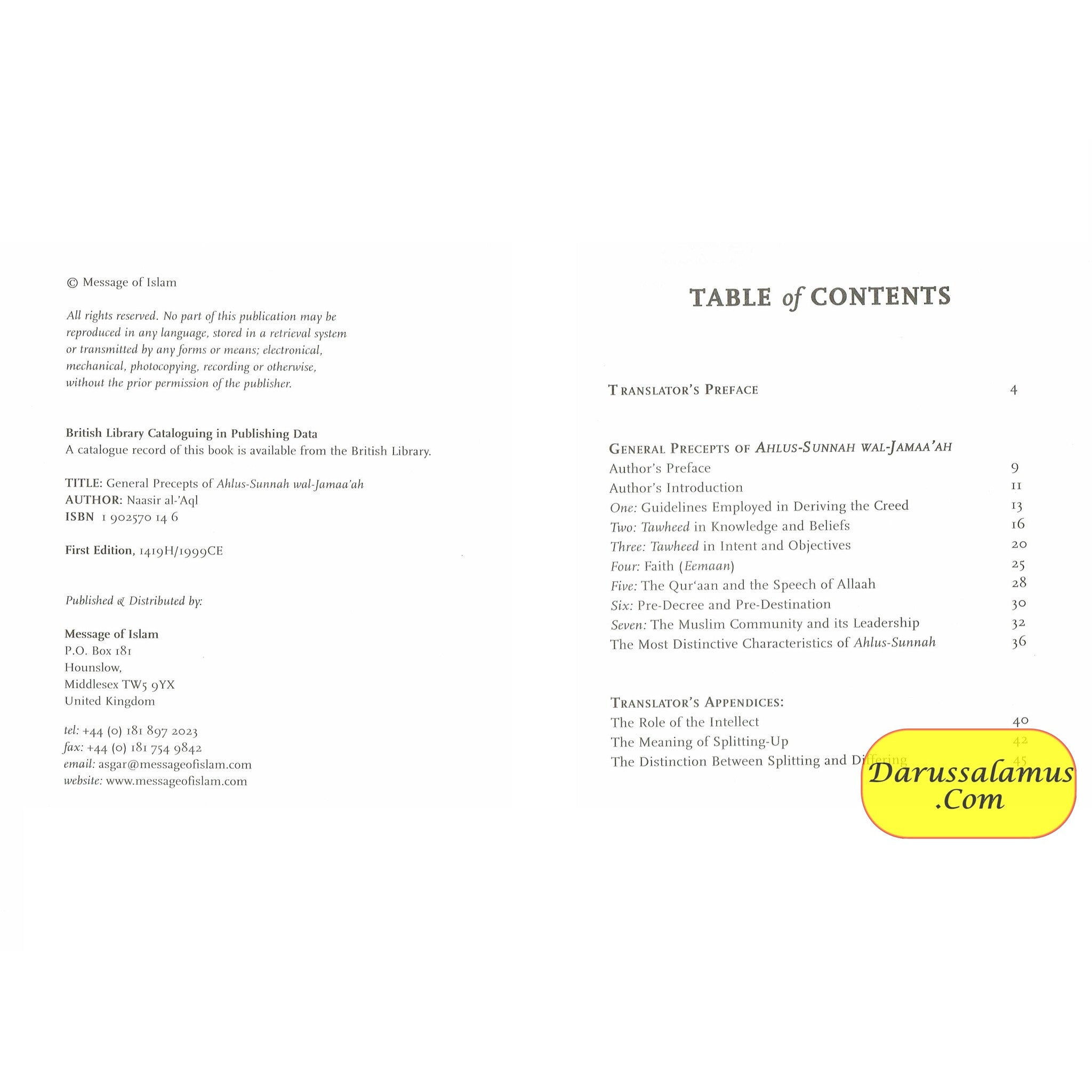 General Precepts of Ahlus-Sunnah wal-Jamaa'ah By Shaykh Naasir Al-Aql、mySite、topwebapps