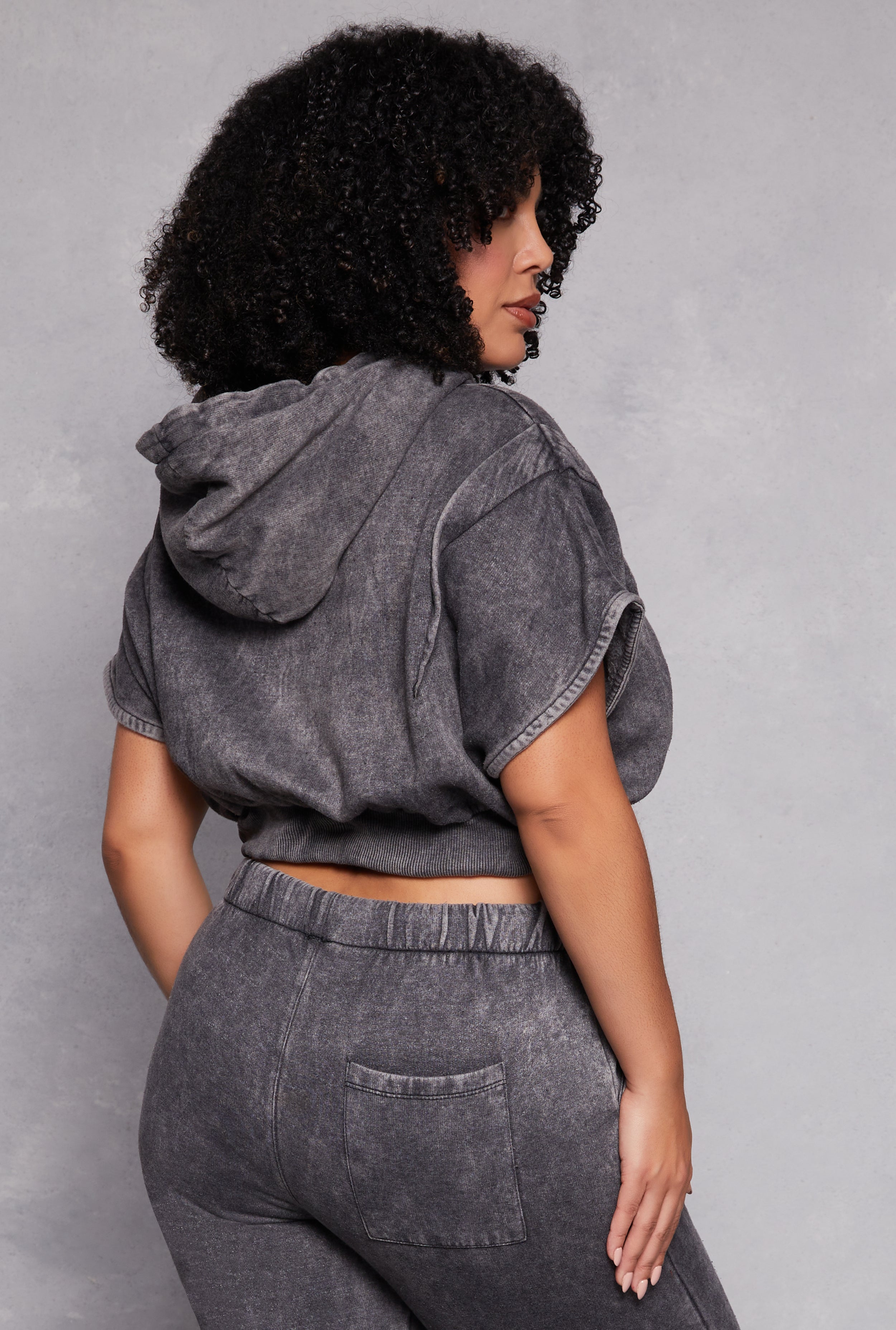 Plus Size Acid Wash Pullover Hoodie、mySite、camillekostekn