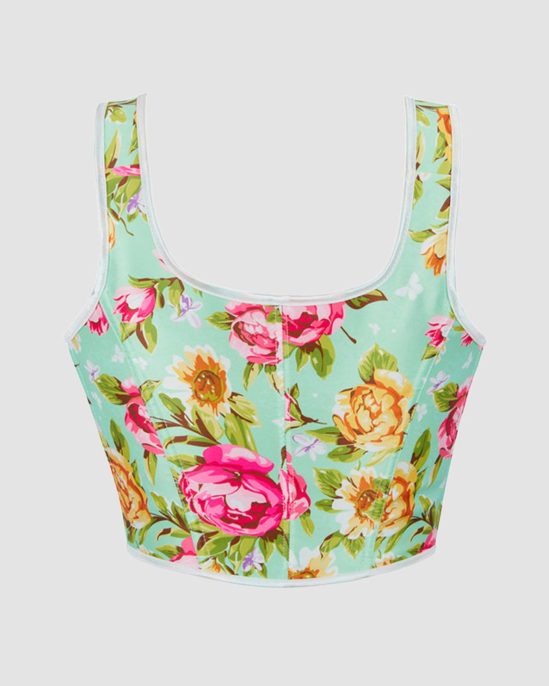 1930s 13 Boned Cotton Floral Pattern Corset、mySite、bengalsvssteelers