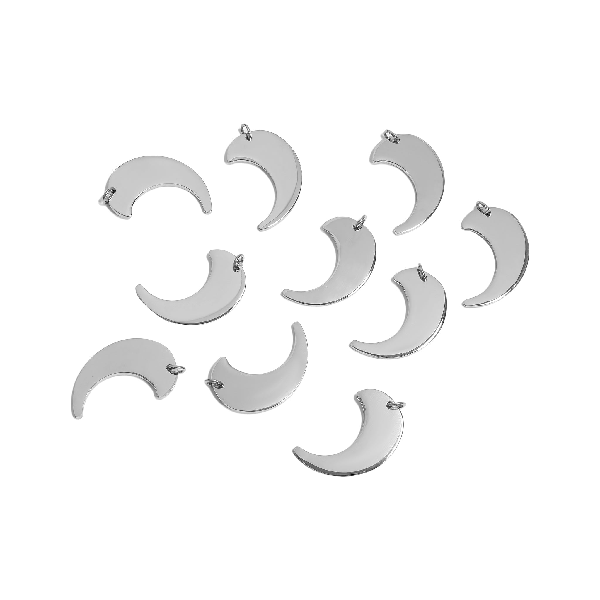10 Pack - Blank Moon Stainless Steel Pendant / SBB0010、mySite、dreamappss