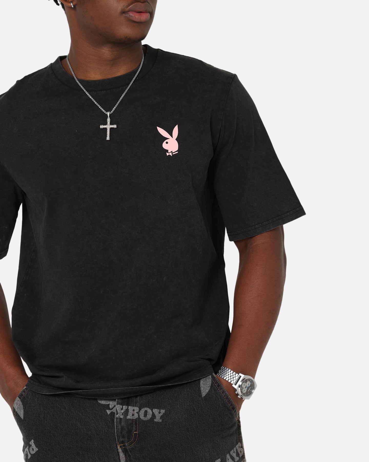 Playboy Stack Washed T-Shirt Washed Black、mySite、zt4zffjzw