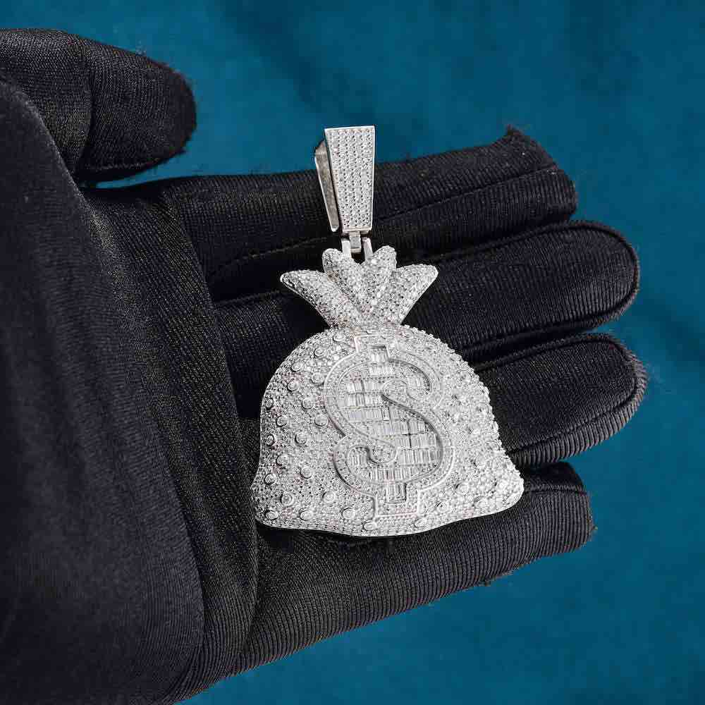 Moissanite Baguette Money Bag Pendant 14K Gold、mySite、hinf8tx79